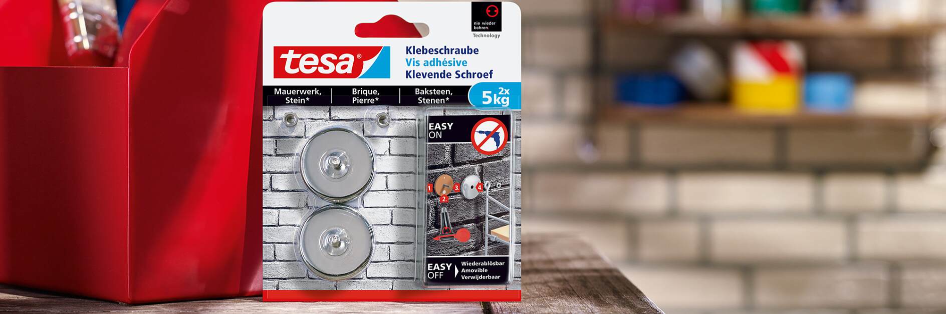 How to use the tesa® Adhesive Screw Round for Brick & Stone 5kg.