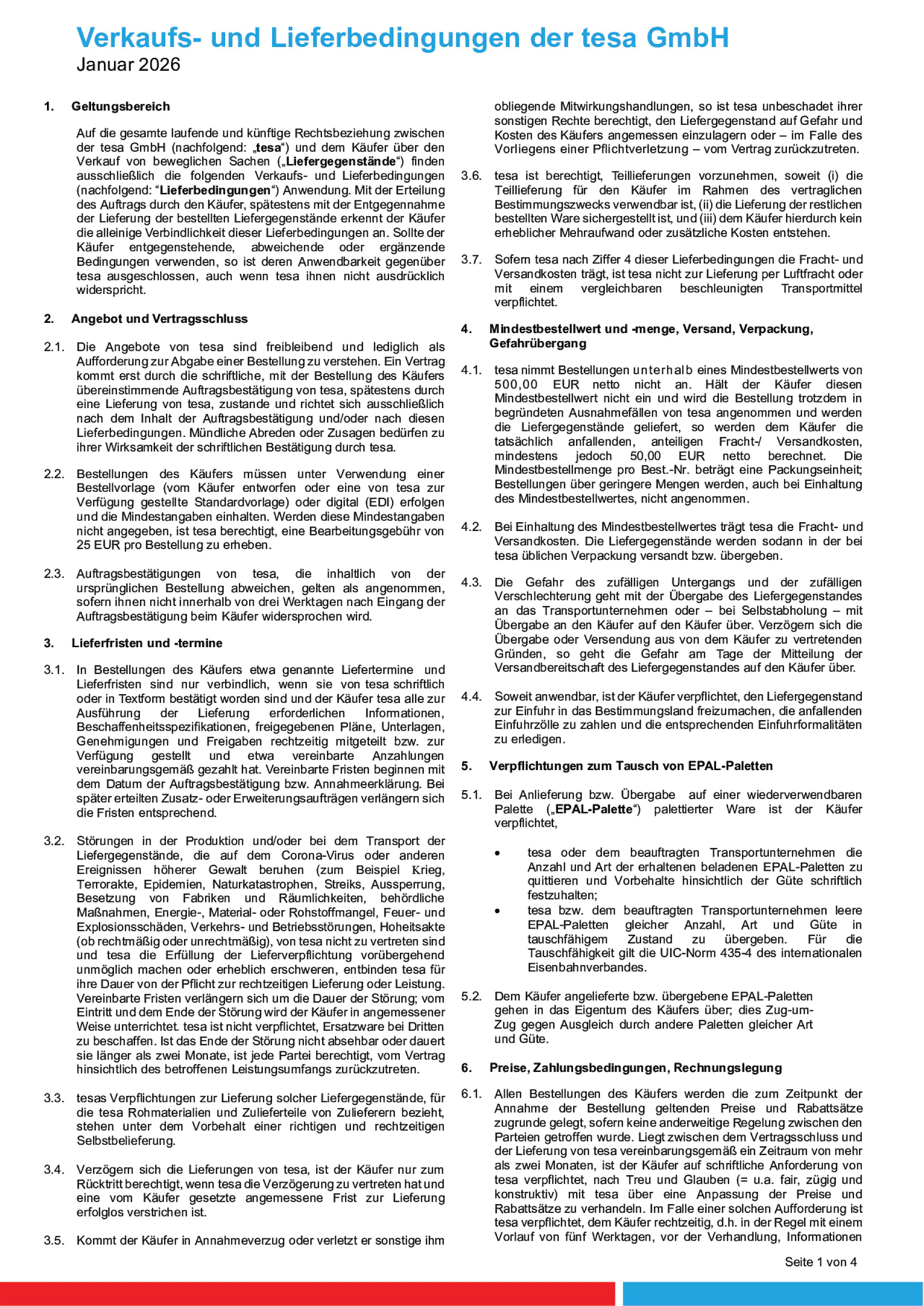 Verkaufs- und Lieferbedingungen der tesa GmbH-2026