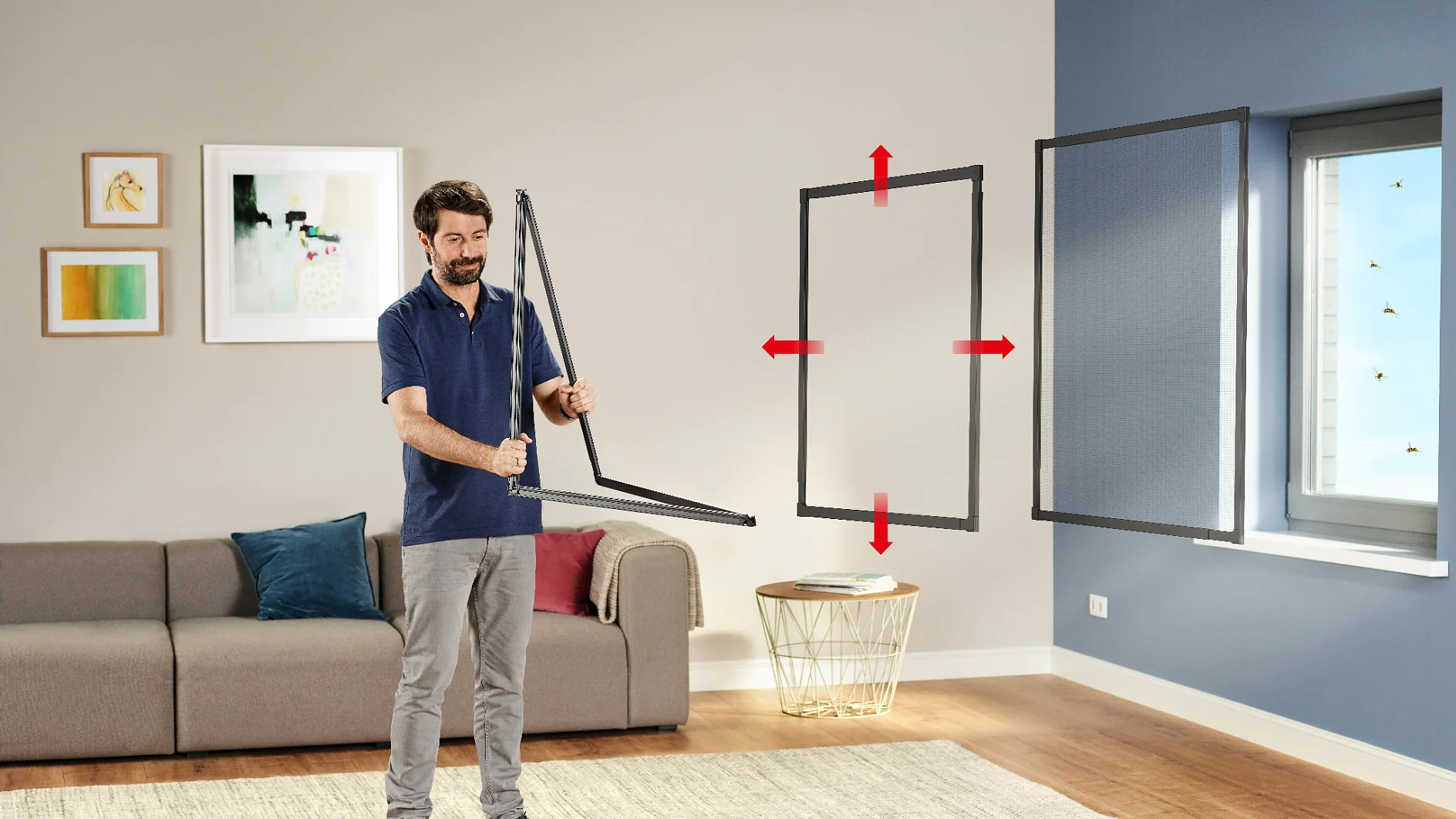 The FALT insect stop can be adapted to different window frames in just a few simple steps.