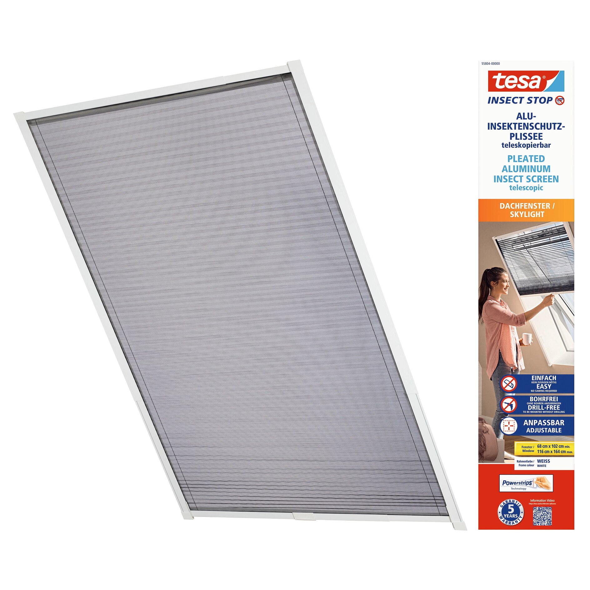 Fliegengitter Fenster 160x200 Cm – Ohne Bohren, Selbstklebend, Universell Für Holz-/Alufenster, Schwarz, Polyester