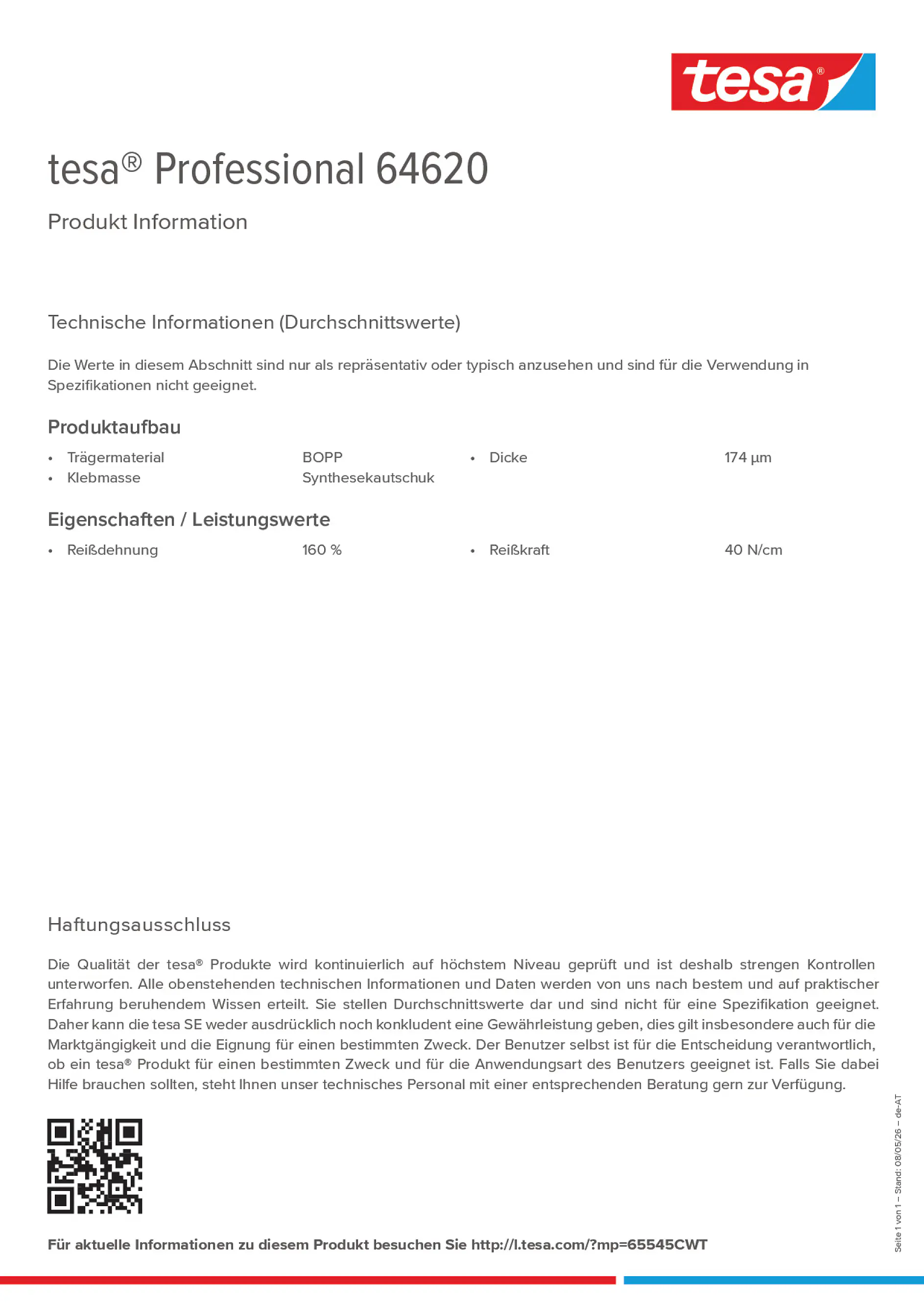Product information_tesa® Professional 64620_de-AT