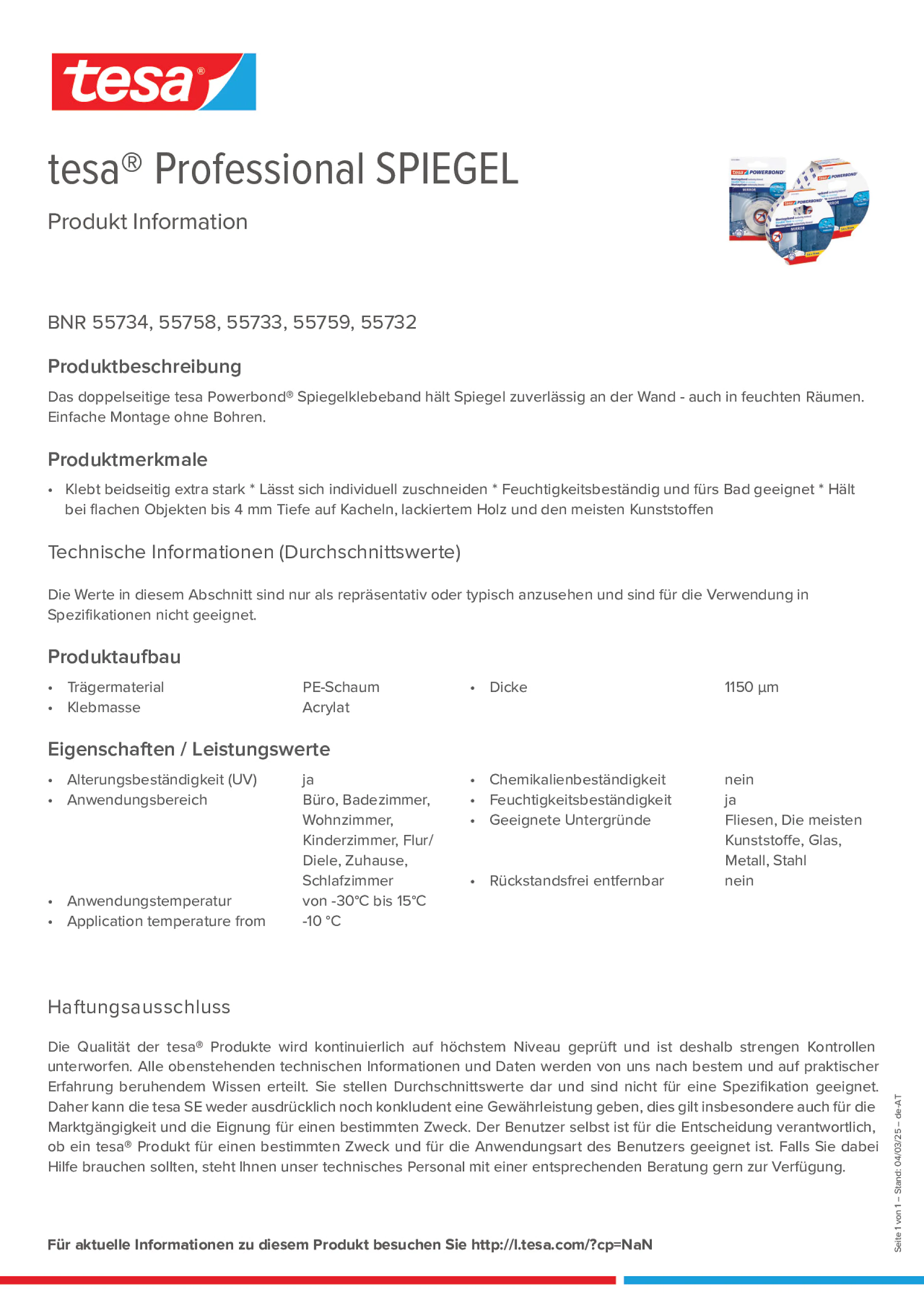 Product information_tesa® Professional 55733_de-AT