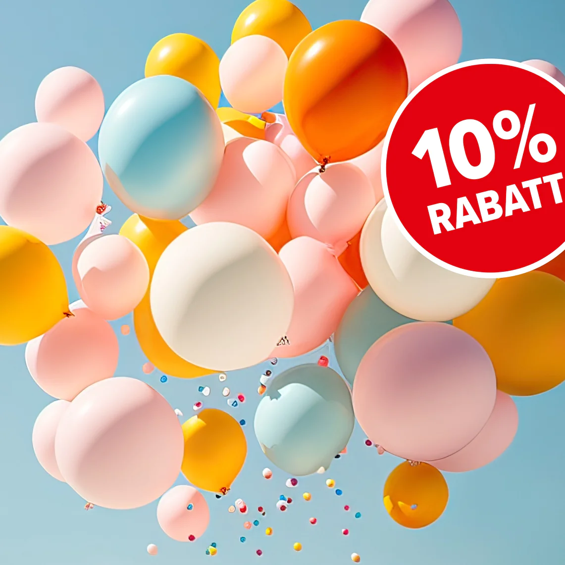 Eine Gruppe bunter Ballons, darunter rosa, orange, blau und gelb, schwebt vor einem klaren blauen Himmel. Kleinere Ballons sind zwischen den größeren Ballons verteilt und sorgen für ein lebendiges und fröhliches Schauspiel. (This text has been generated by AI)