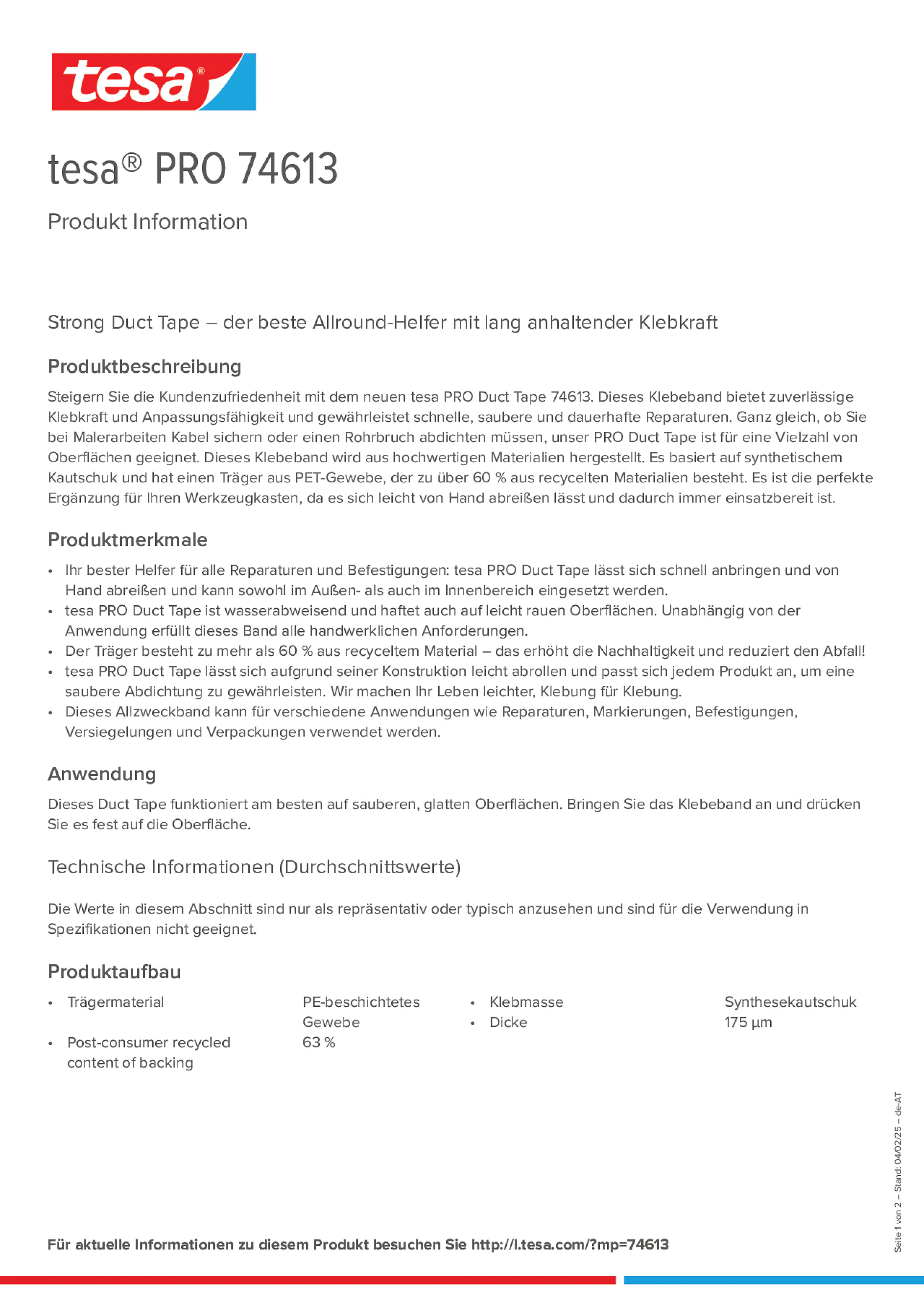 Product information_tesa® PRO 74613_de-AT