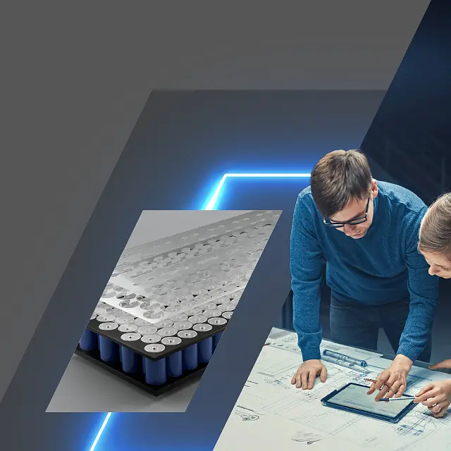 tesa logo with engineers reviewing blueprints and a car in a futuristic indoor setting (This text has been generated by AI)