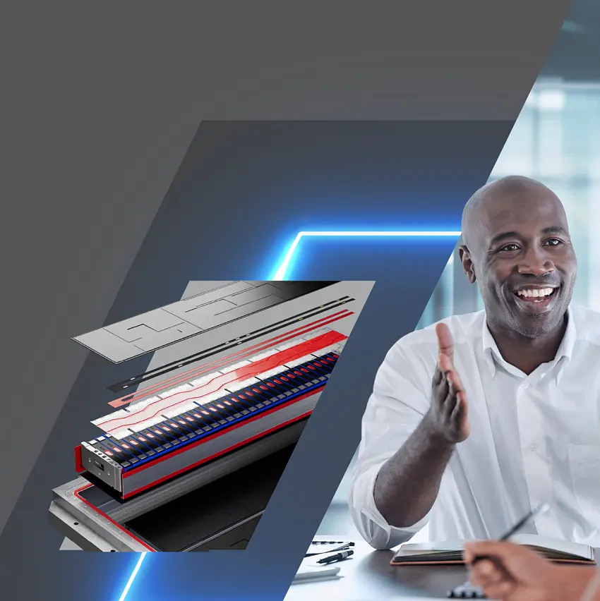 tesa logo with business professionals discussing documents in a modern office setting, highlighting teamwork and collaboration (This text has been generated by AI)