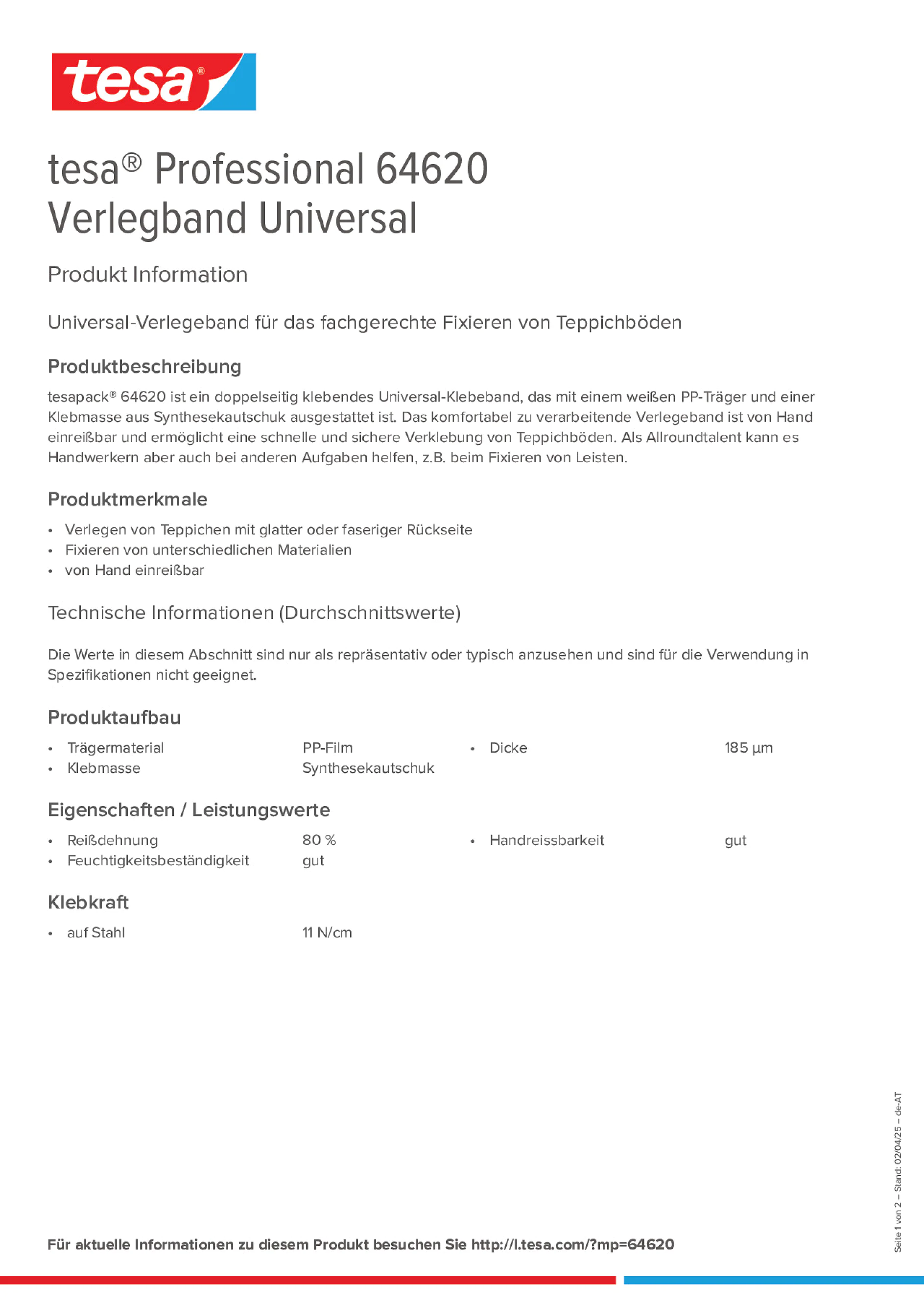 Product information_tesa® Professional 64620_de-AT