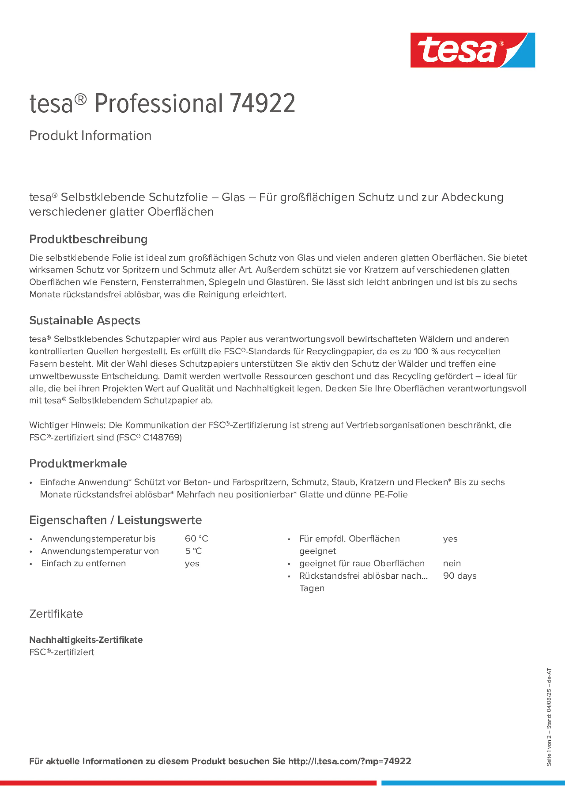 Product information_tesa® Professional 74922_de-AT
