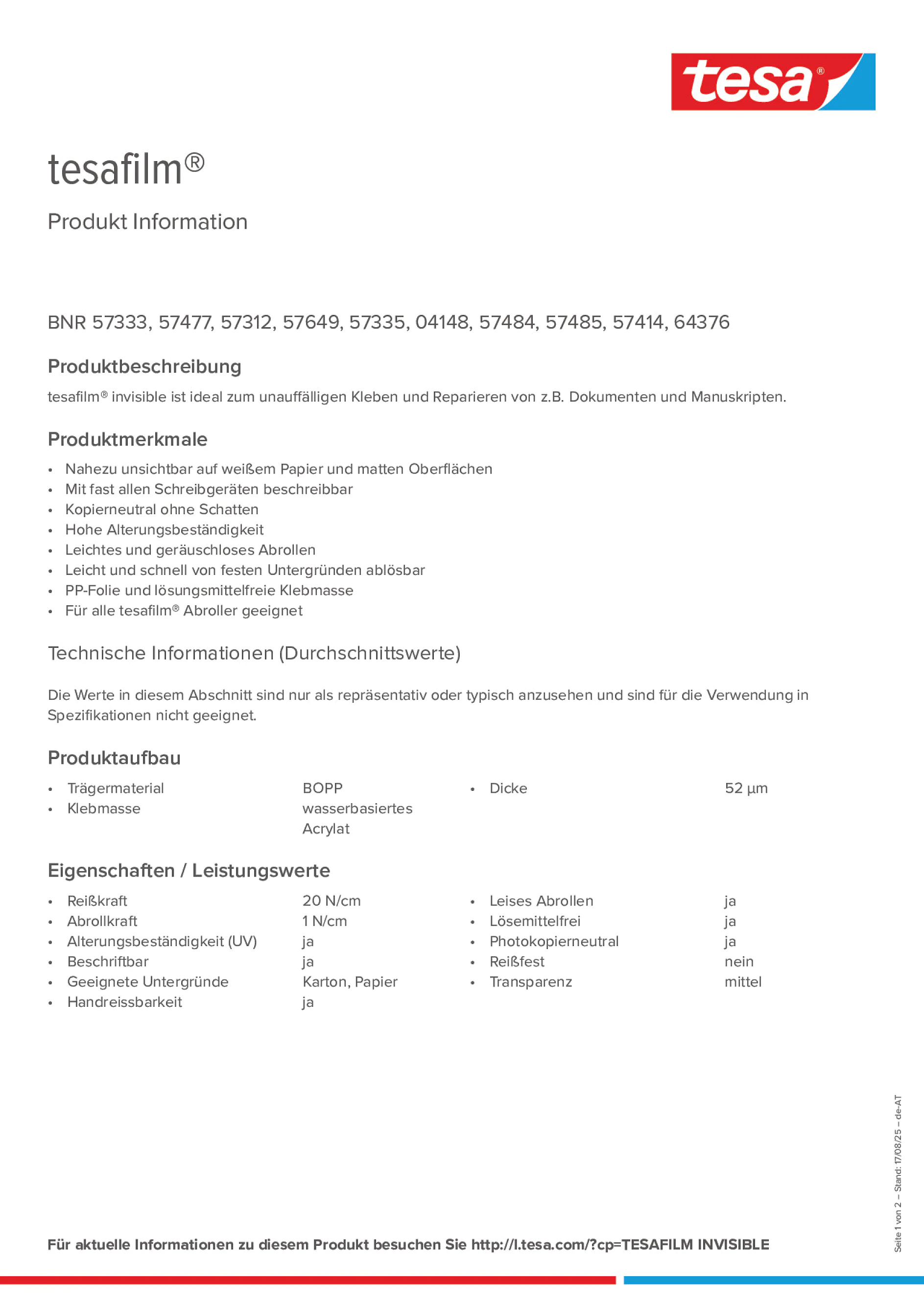 Product information_tesafilm® 57312_de-AT