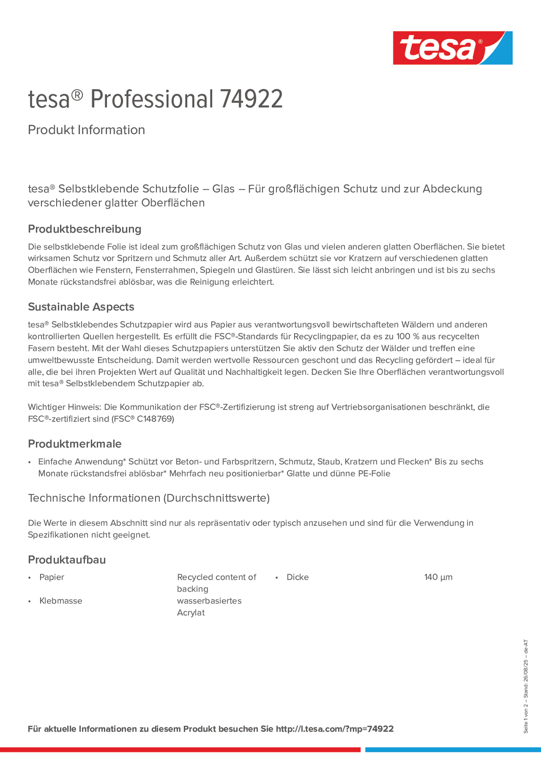Product information_tesa® Professional 74922_de-AT