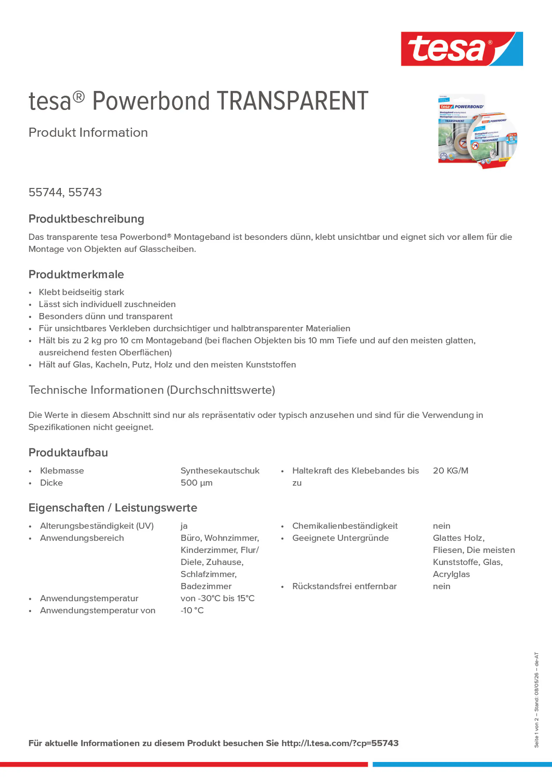 Product information_tesa® Powerbond 55743_de-AT