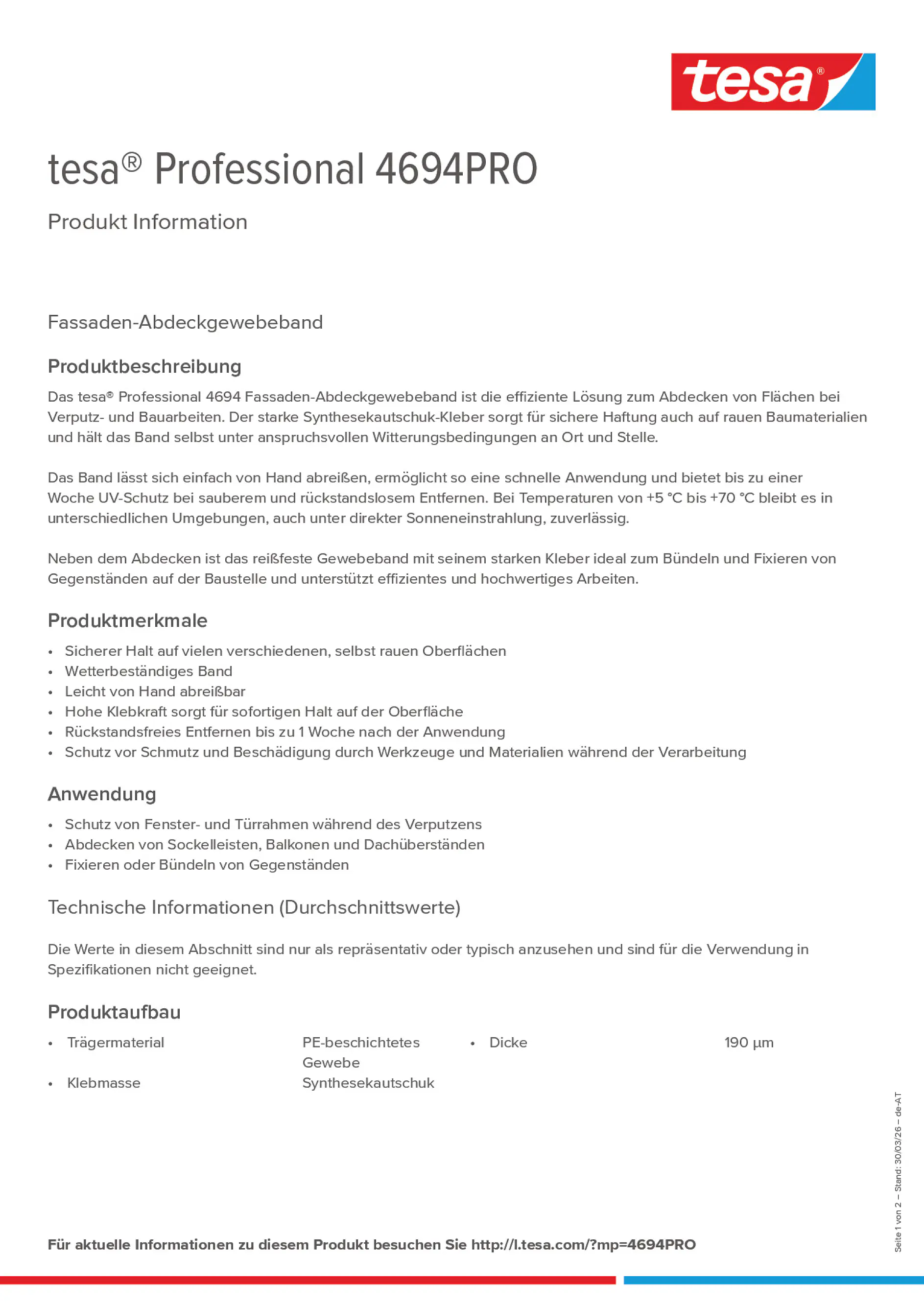 Product information_tesa® Professional 4694PRO_de-AT
