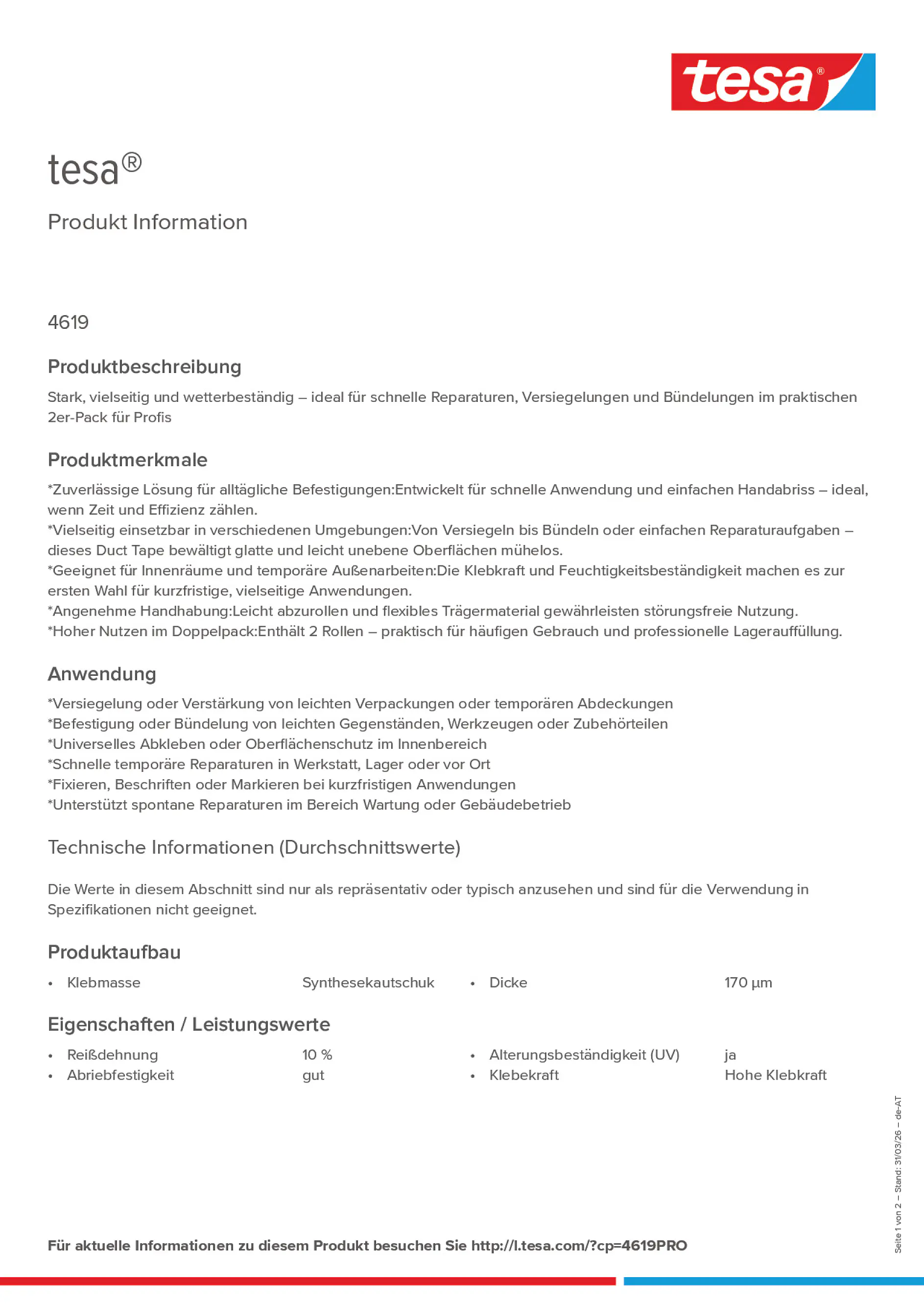 Product information_tesa® 4619PRO_de-AT