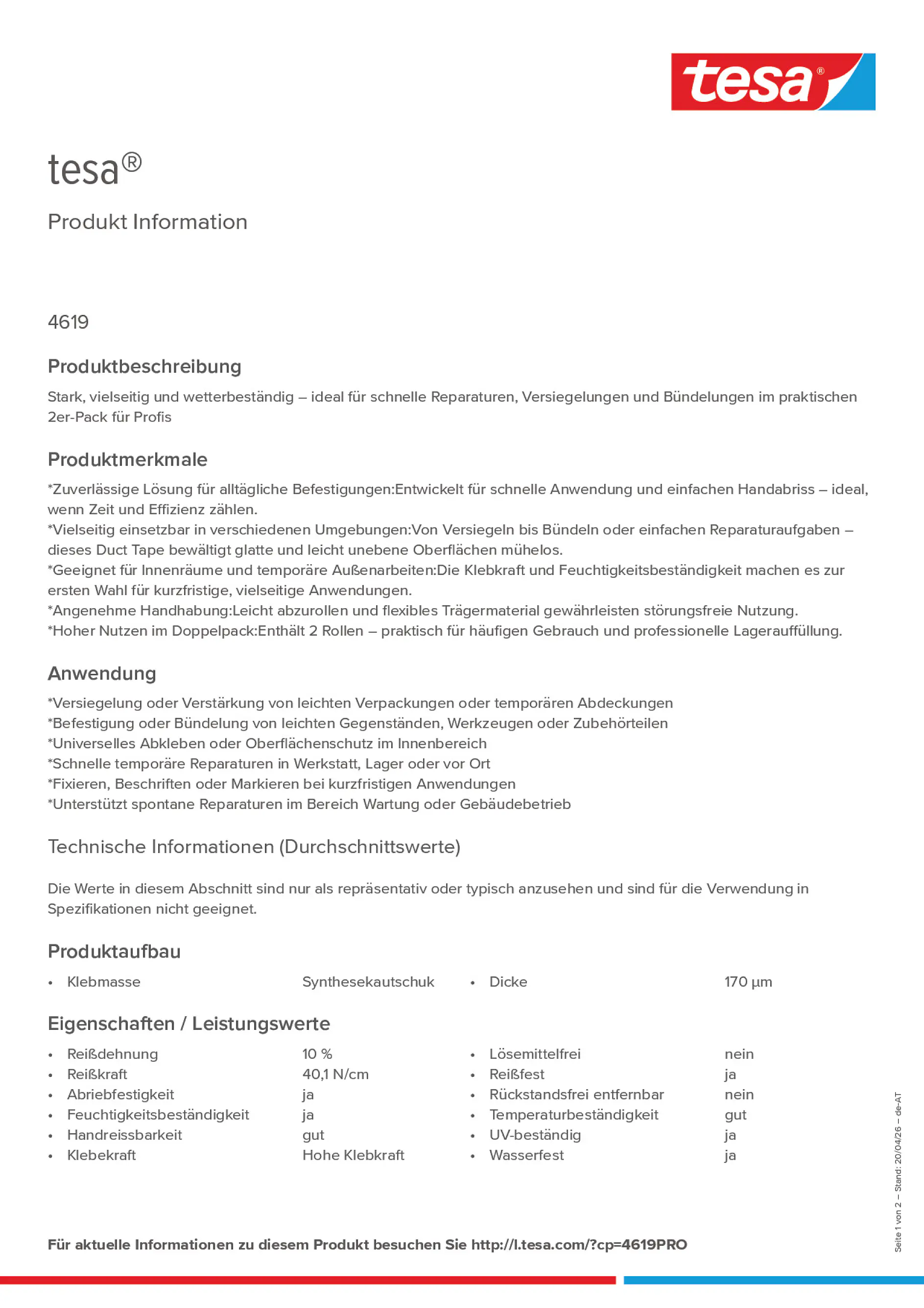 Product information_tesa® 4619PRO_de-AT