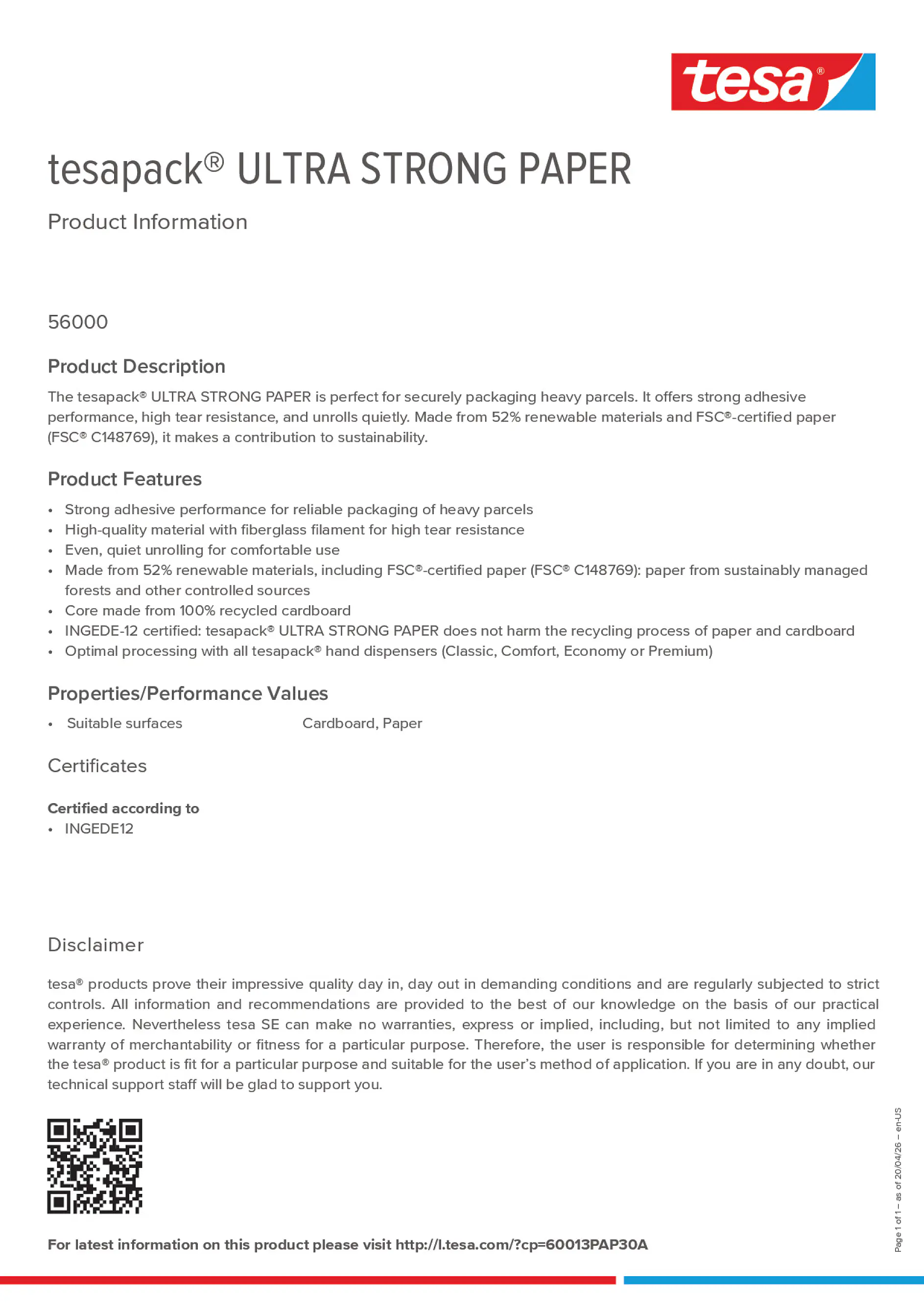 Product information_tesapack® 60013PAP30A_en