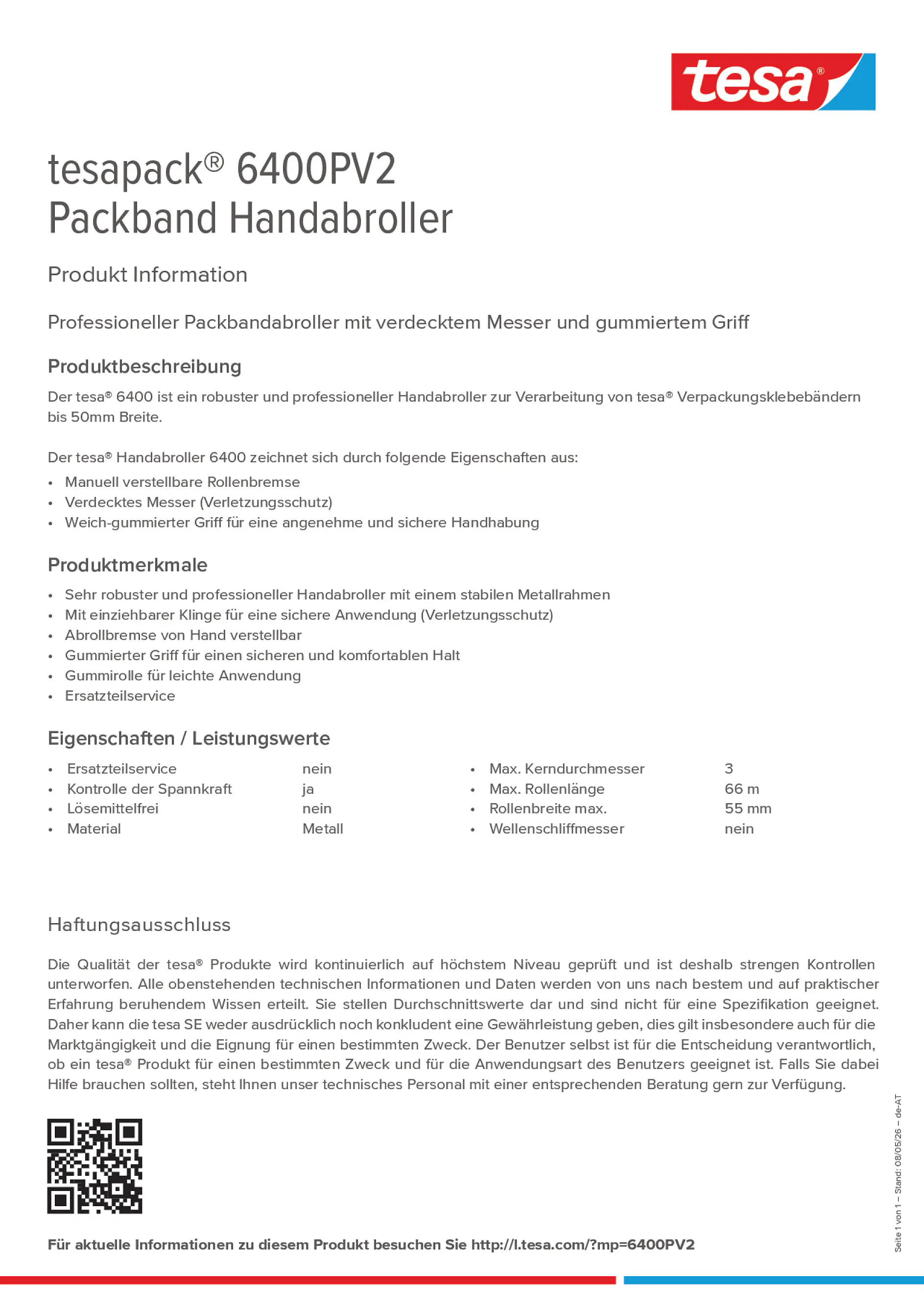 Product information_tesapack® 6400PV2_de-AT