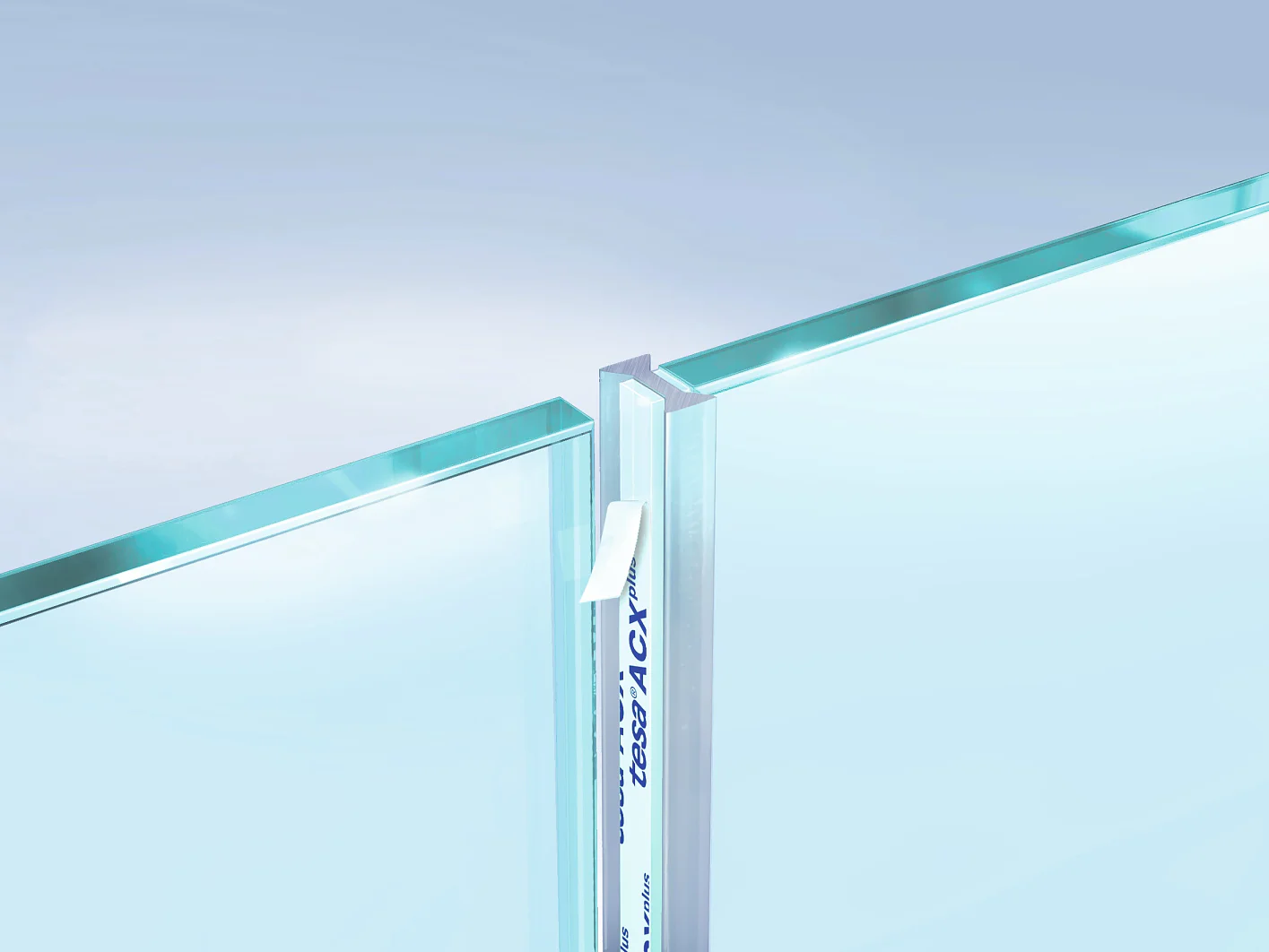 Bonding a Slim and nearly invisible H-Profile between two glas panels