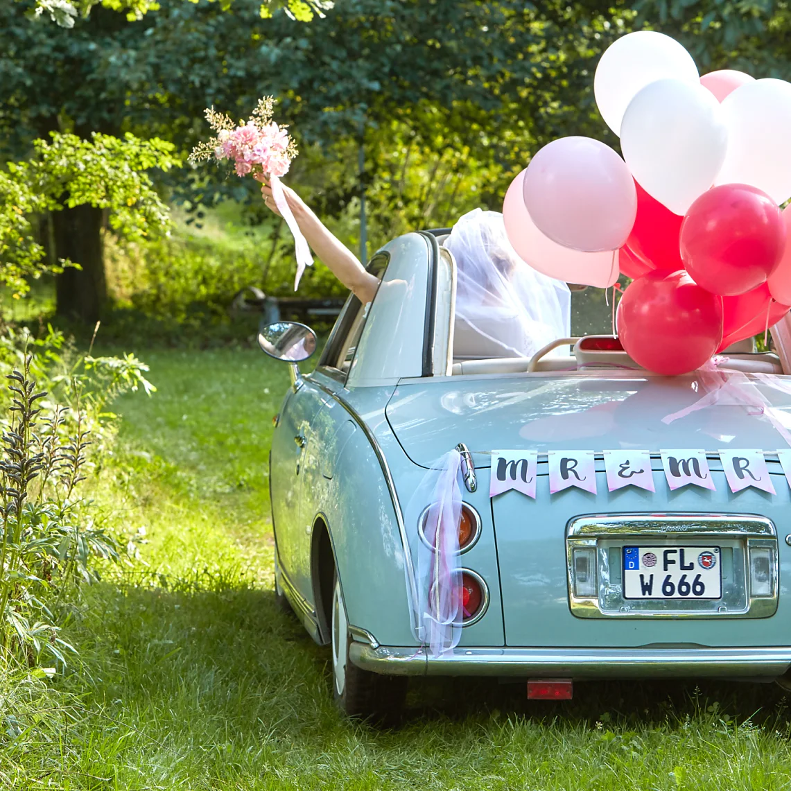 Auto-Girlande zur Hochzeit