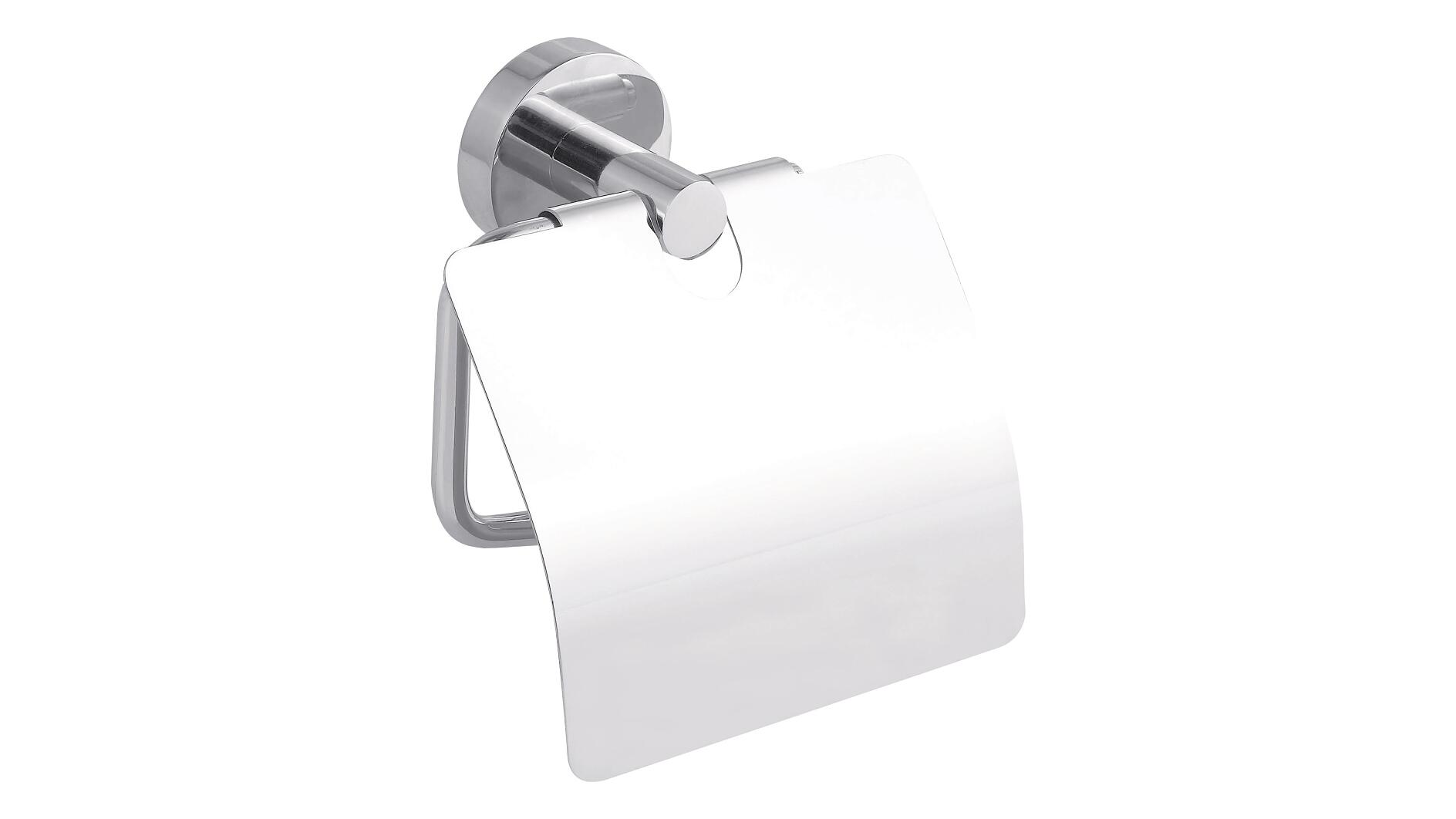 tesa® Smooz Toilettenpapierhalter mit Deckel, verchromt, inkl. Klebelösung  - tesa