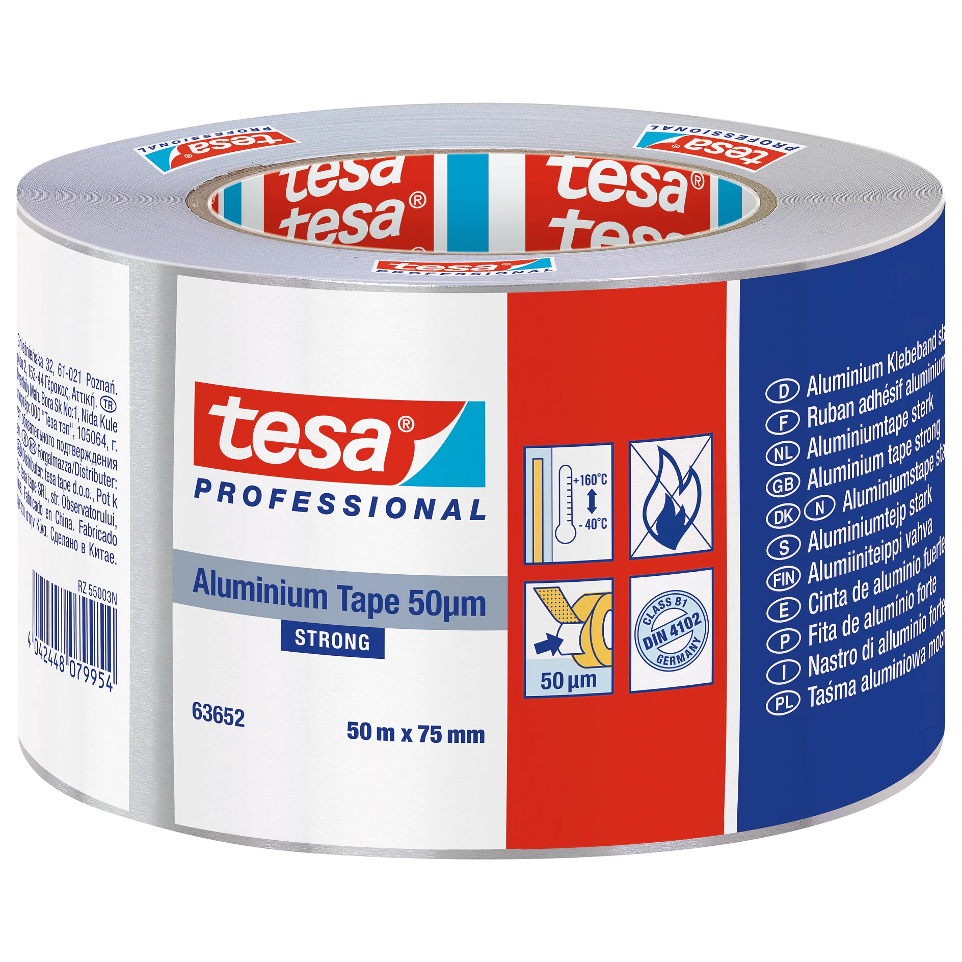 [en-en] tesa Professional Aluminium tape with liner, 50m x 75mm