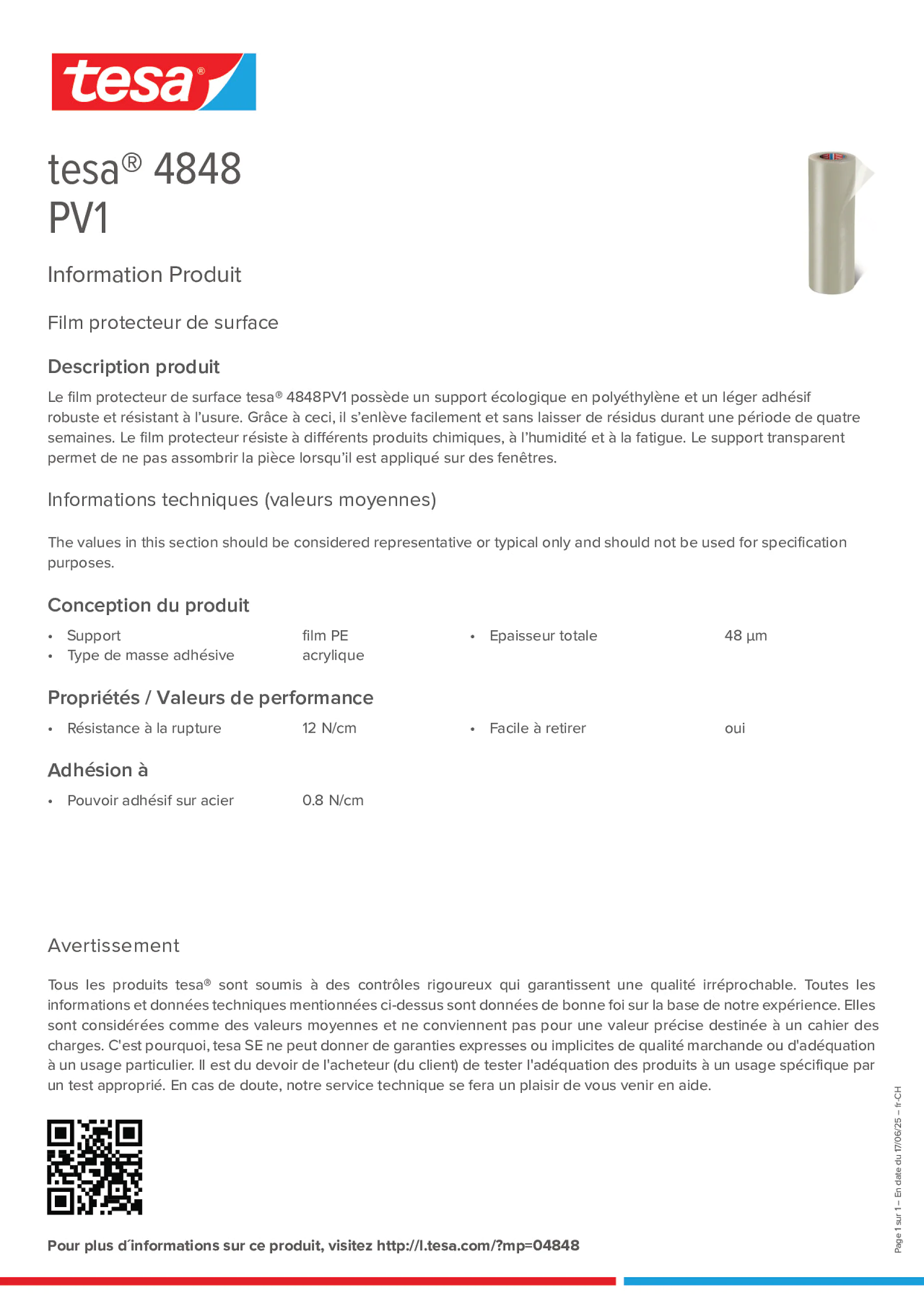 Product information_tesa® 4848_de-CH_fr-CH