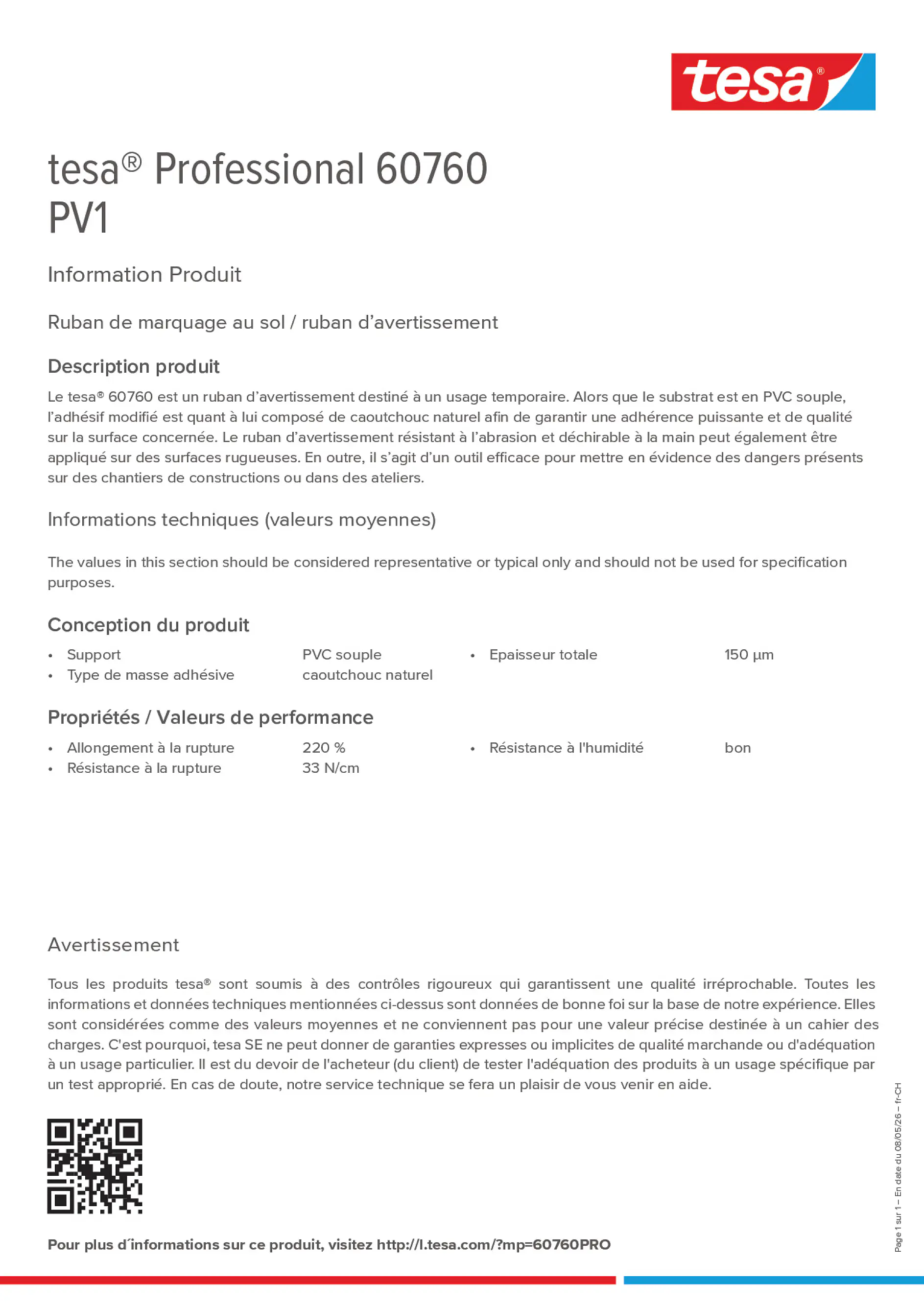 Product information_tesa® Professional 60760_de-CH_fr-CH_it-CH
