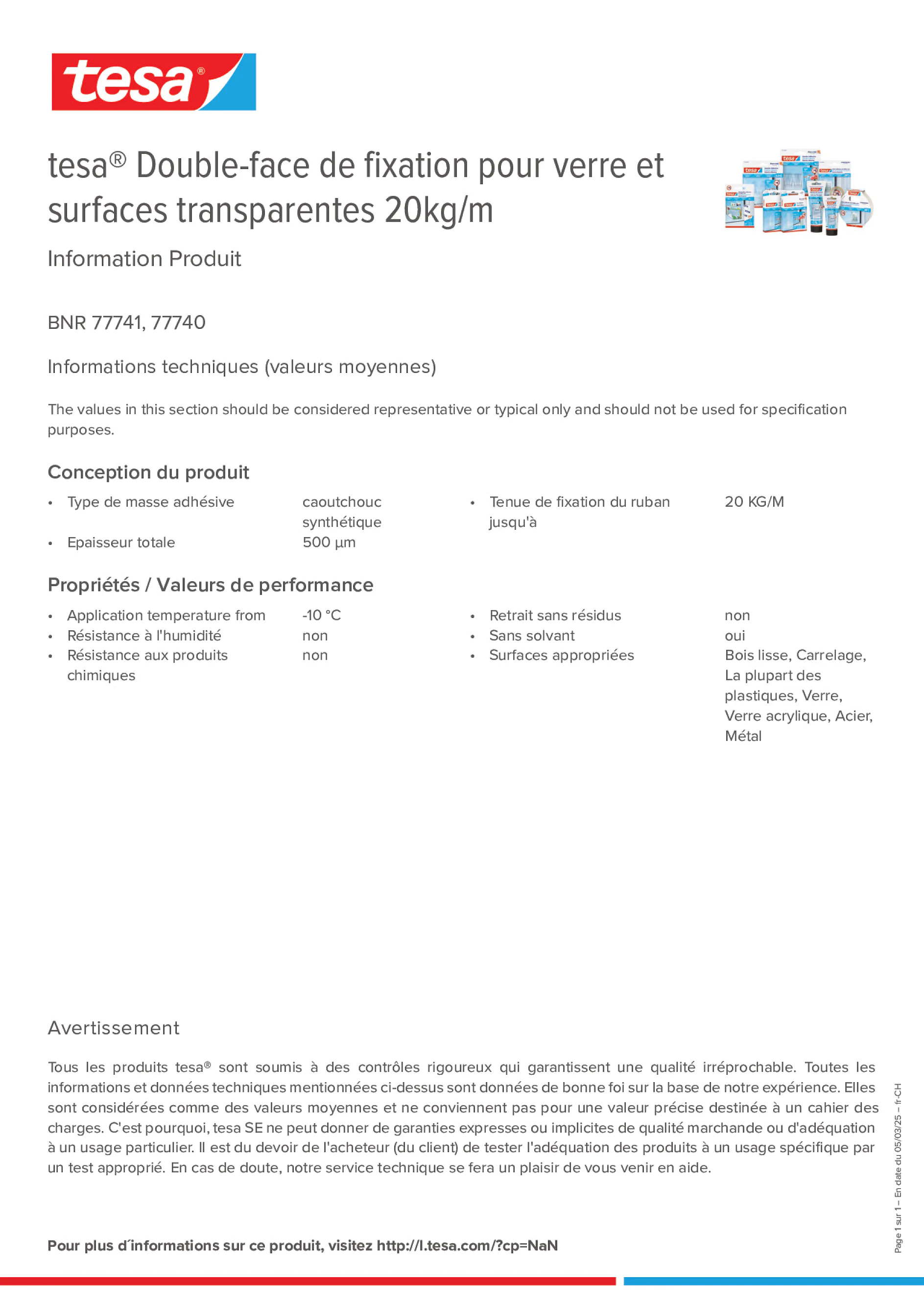 Product information_tesa® 77740_de-CH_fr-CH