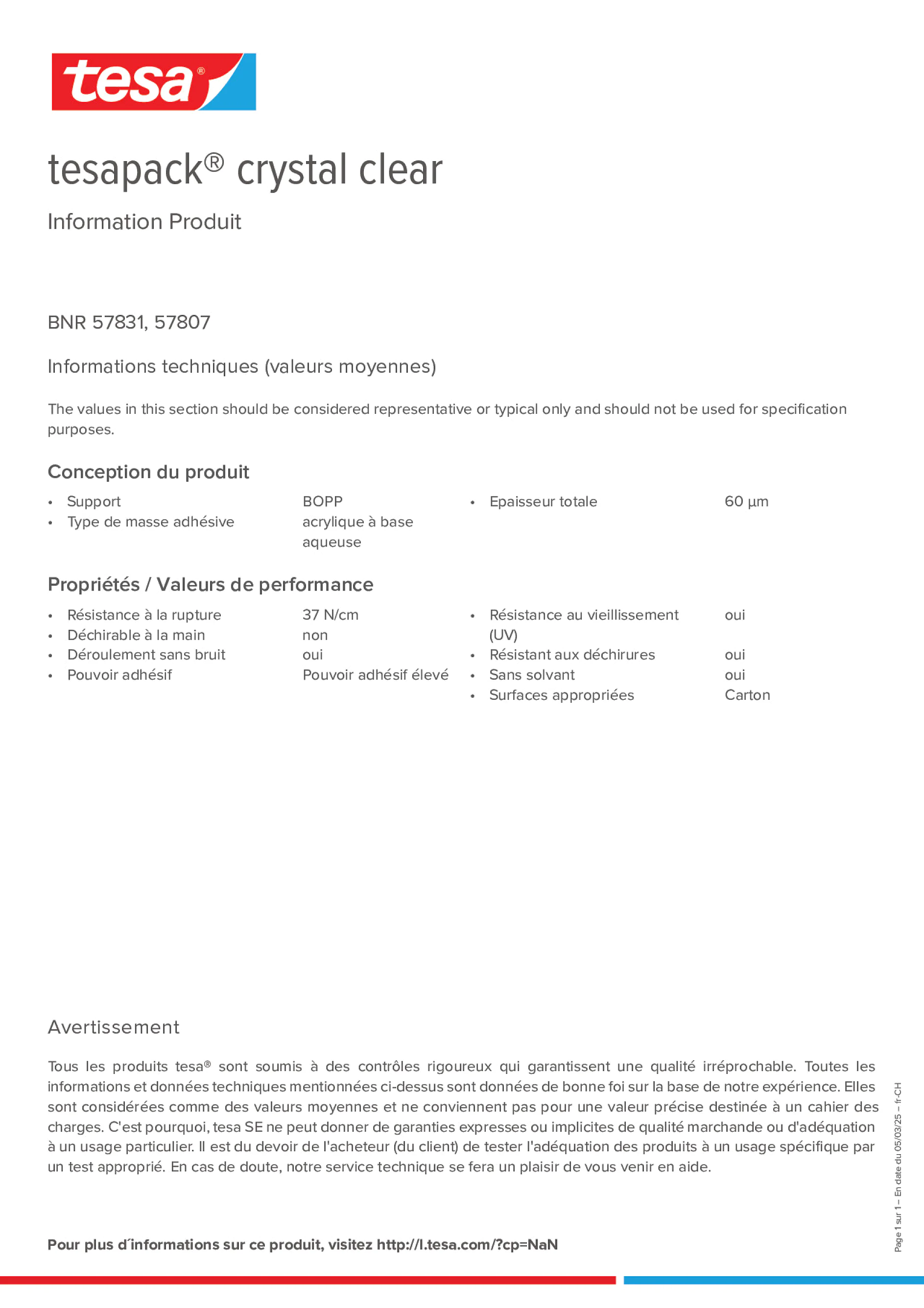Product information_tesapack® 57807_de-CH_fr-CH