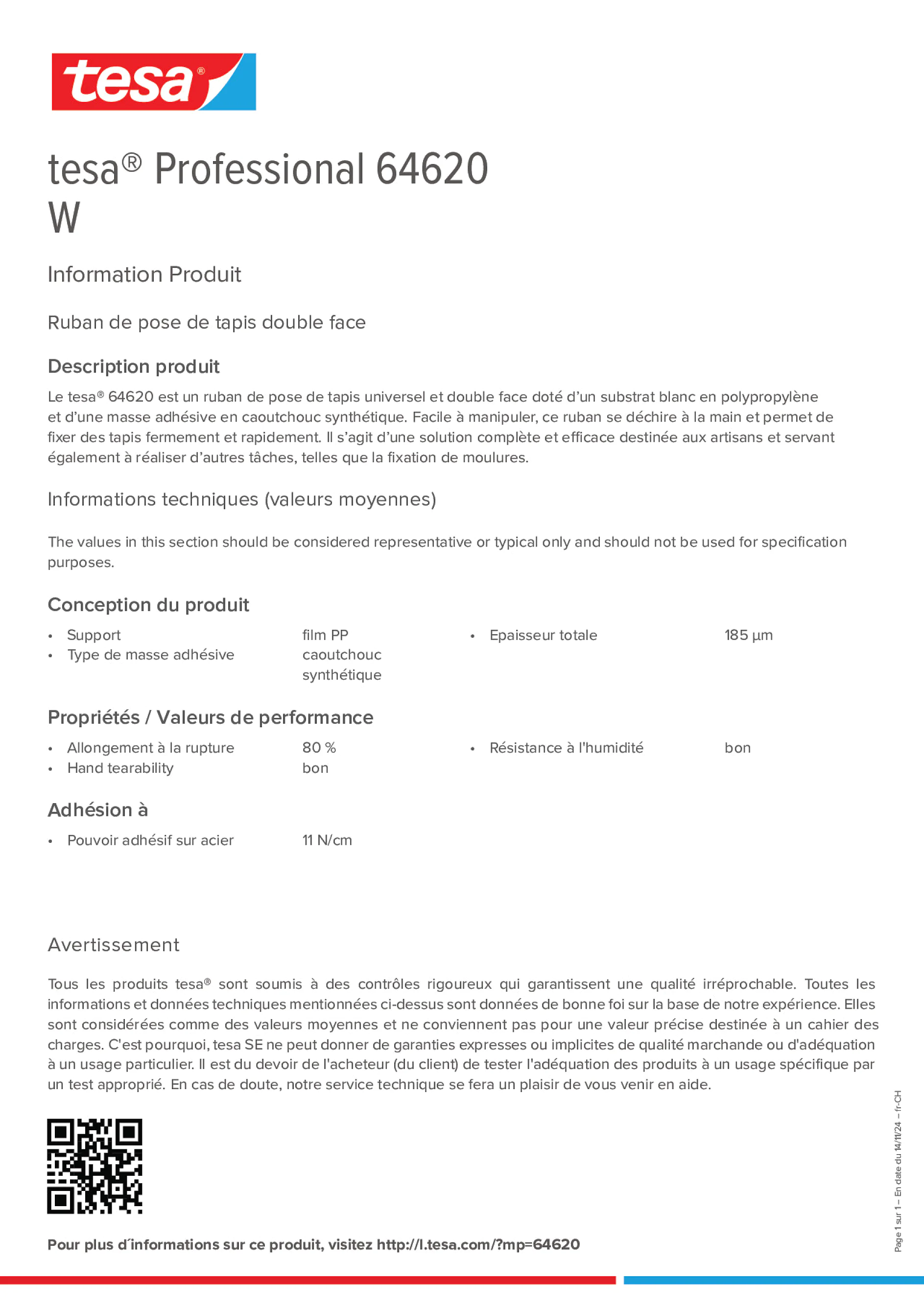 Product information_tesa® Professional 64620_de-CH_fr-CH