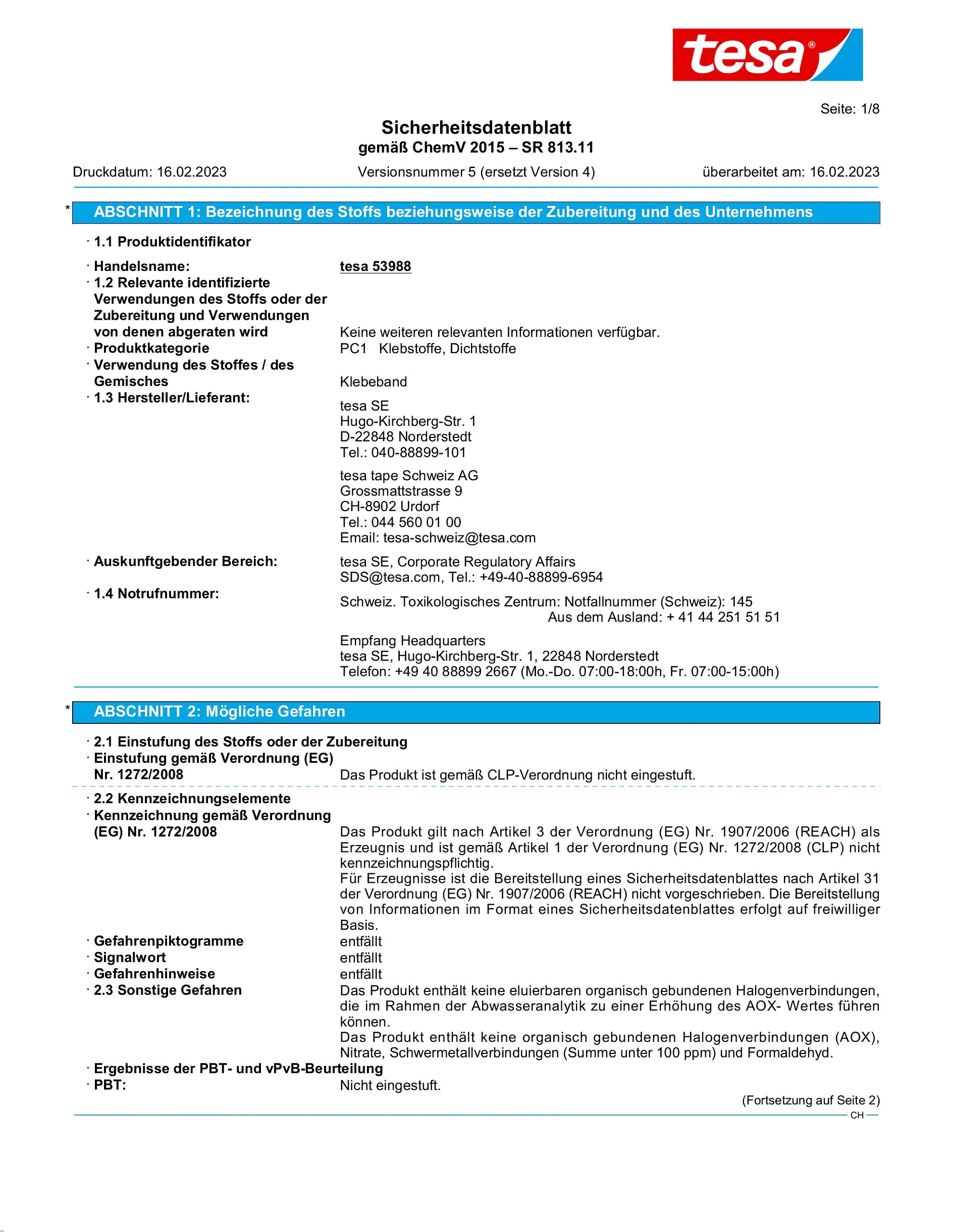 Safety data sheet_tesa® 5495_de-CH_v5