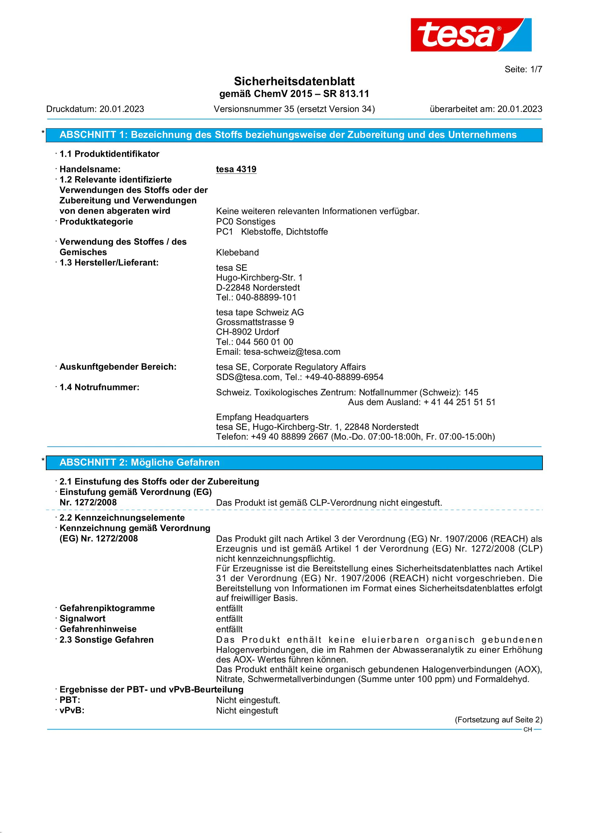 Safety data sheet_tesa® Professional 04319_de-CH_v35