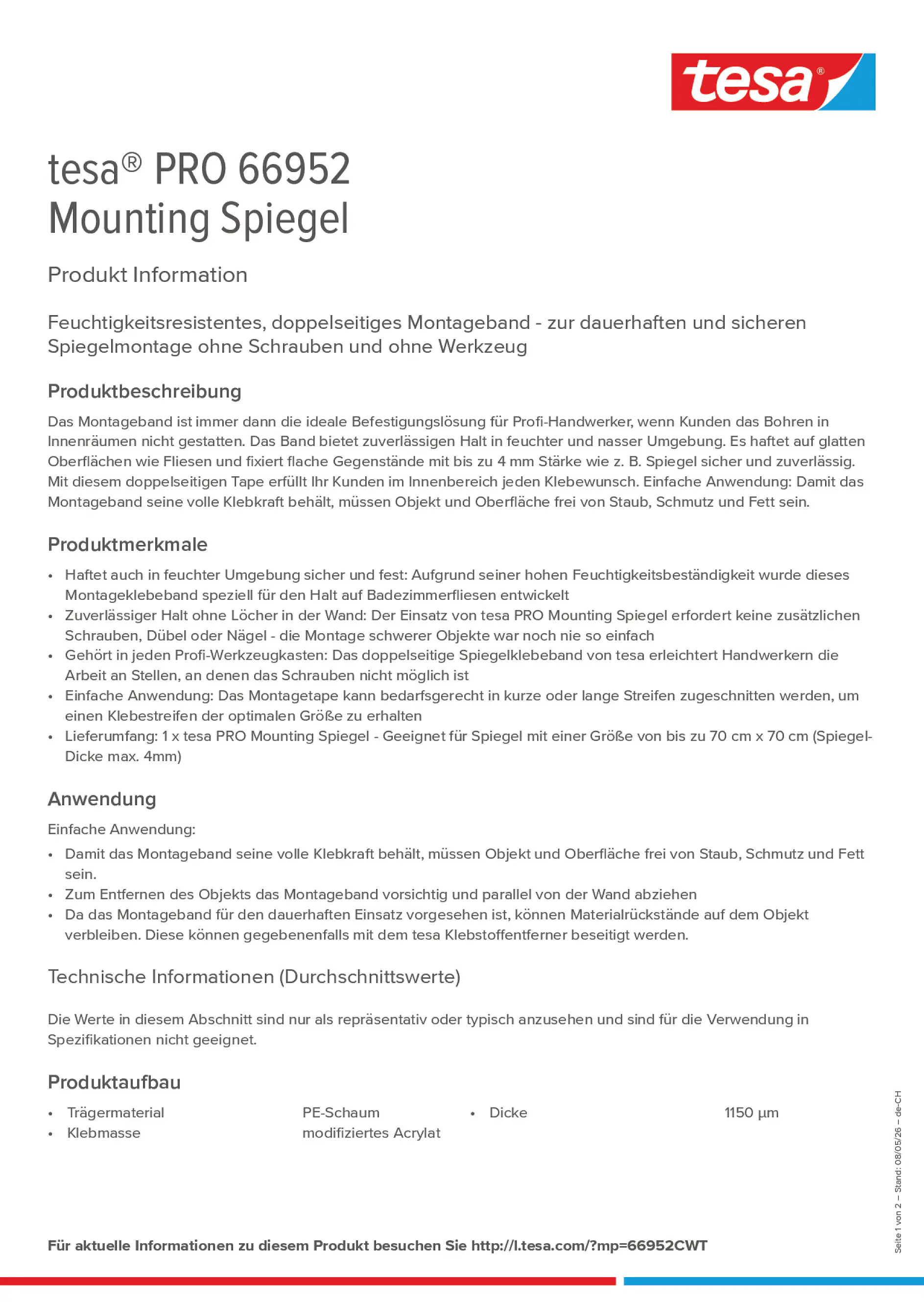 Product information_tesa® PRO 66952_de-CH_fr-CH_it-CH