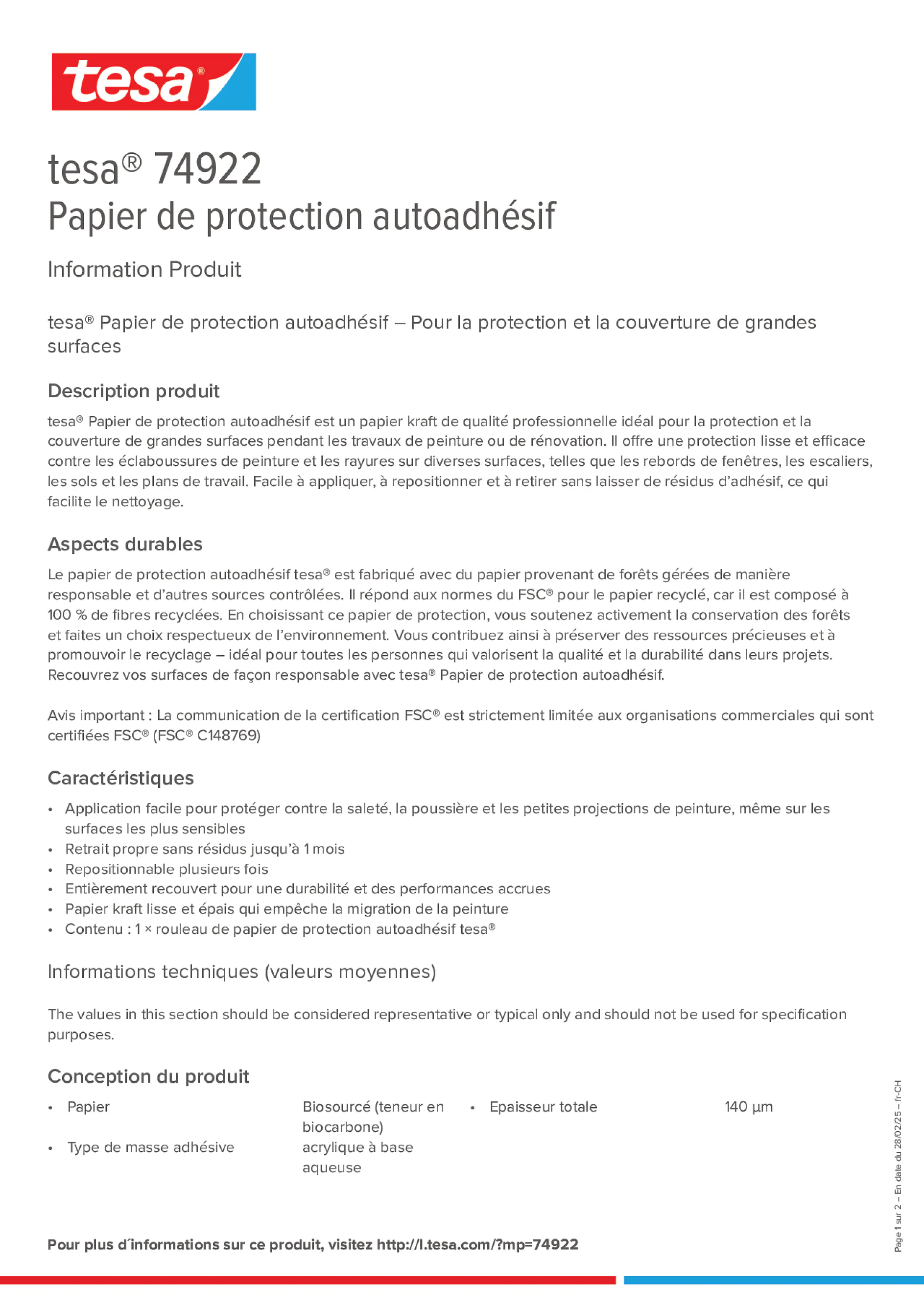 Product information_tesa® 74922_de-CH_fr-CH