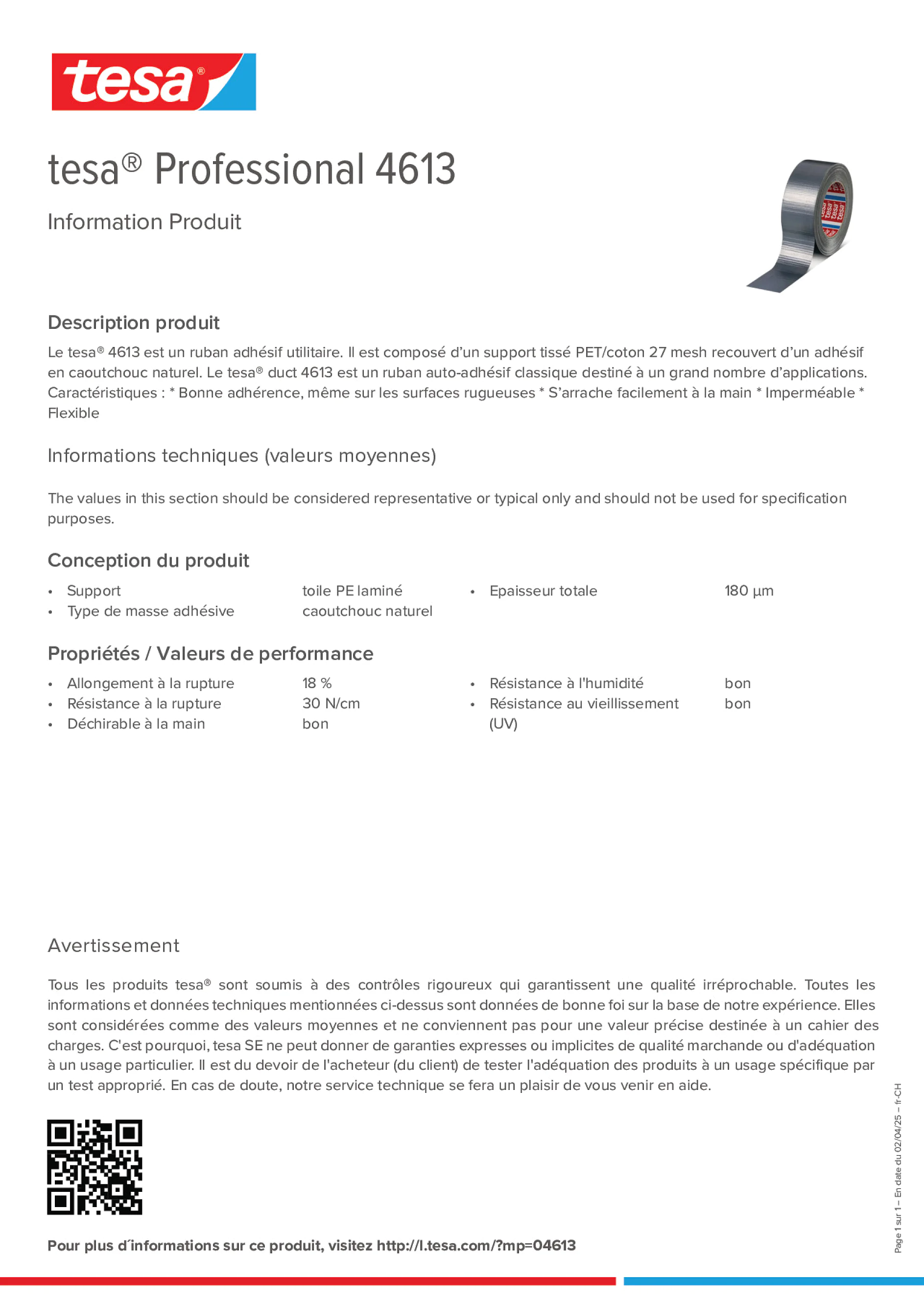 Product information_tesa® Professional 04613_de-CH_fr-CH