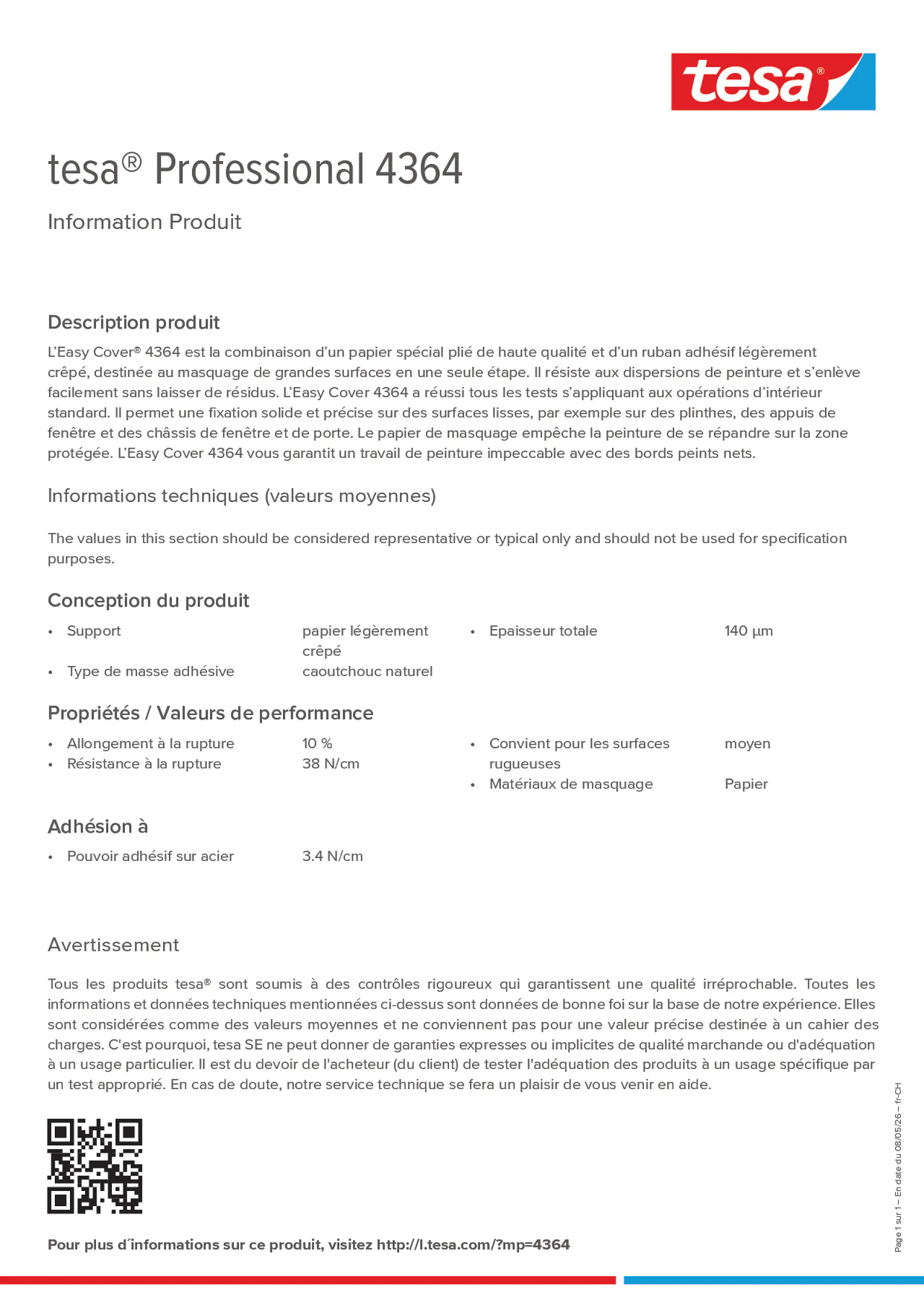 Product information_tesa® Professional 04364_de-CH_fr-CH_it-CH
