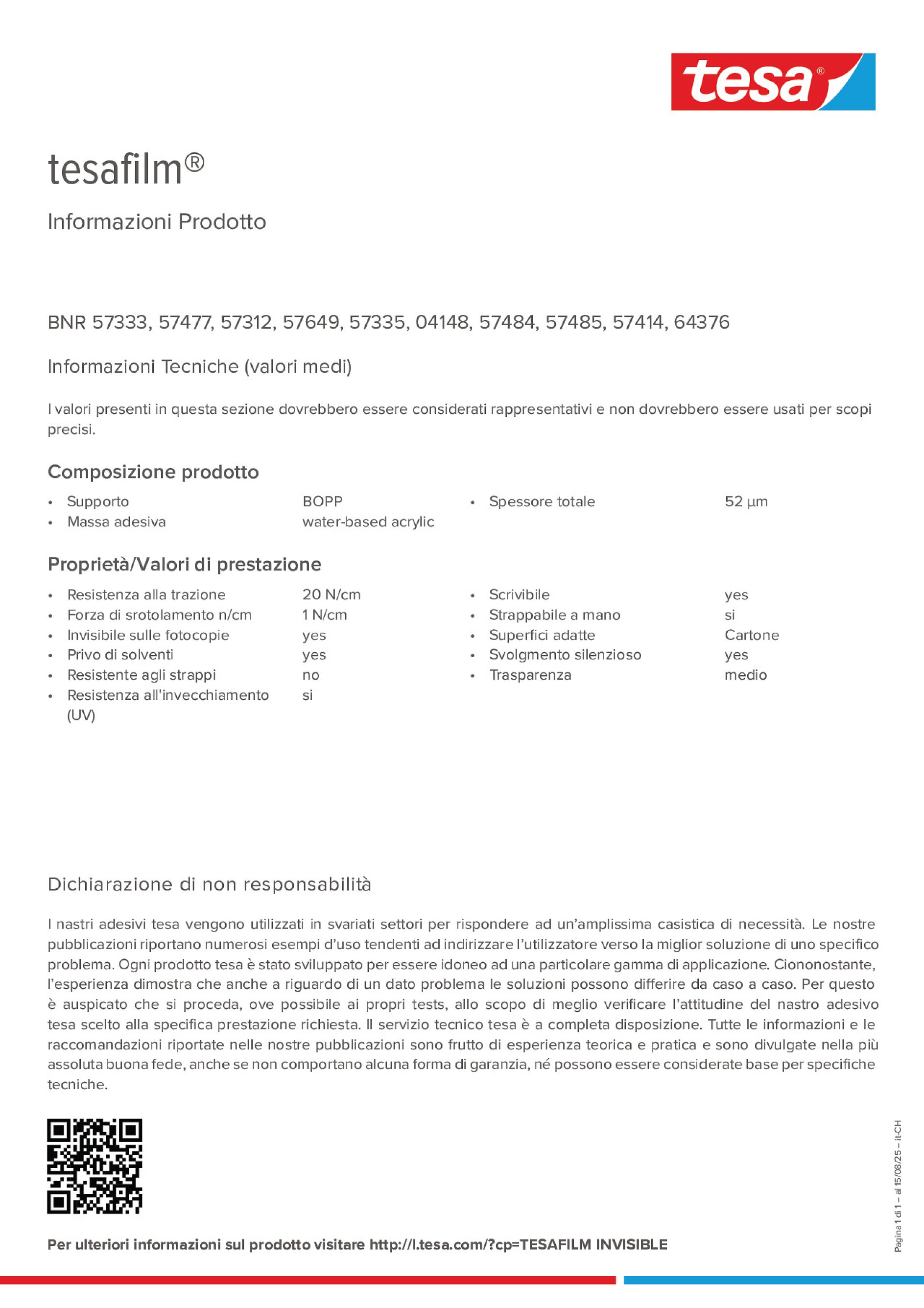Product information_tesafilm® 57312_de-CH_fr-CH