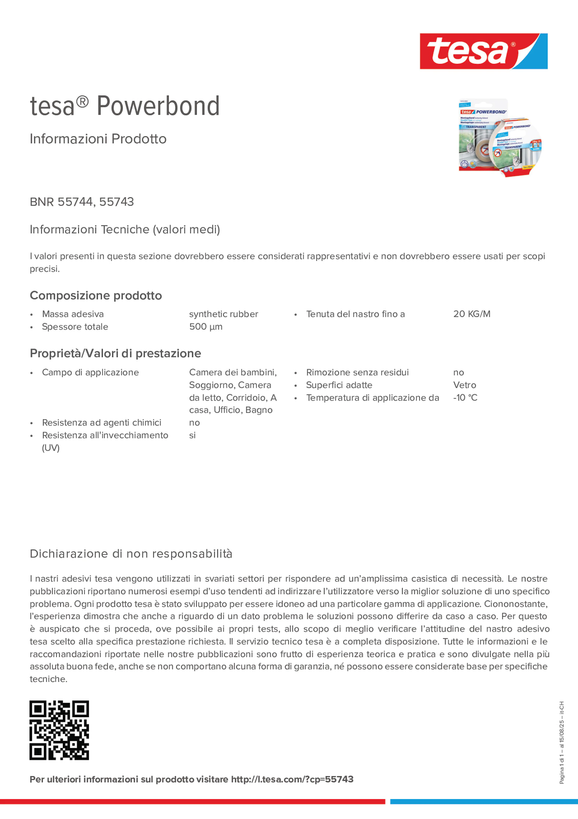 Product information_tesa® Powerbond 55744_de-CH_fr-CH