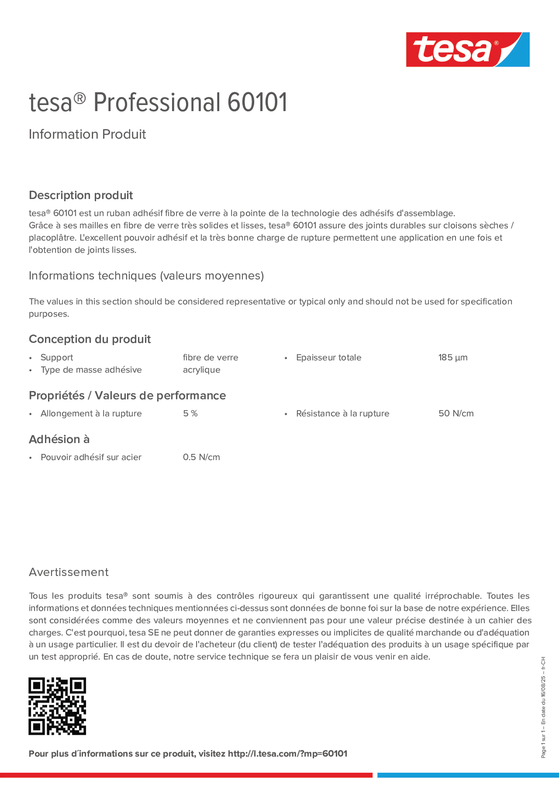 Product information_tesa® Professional 60101_de-CH_fr-CH