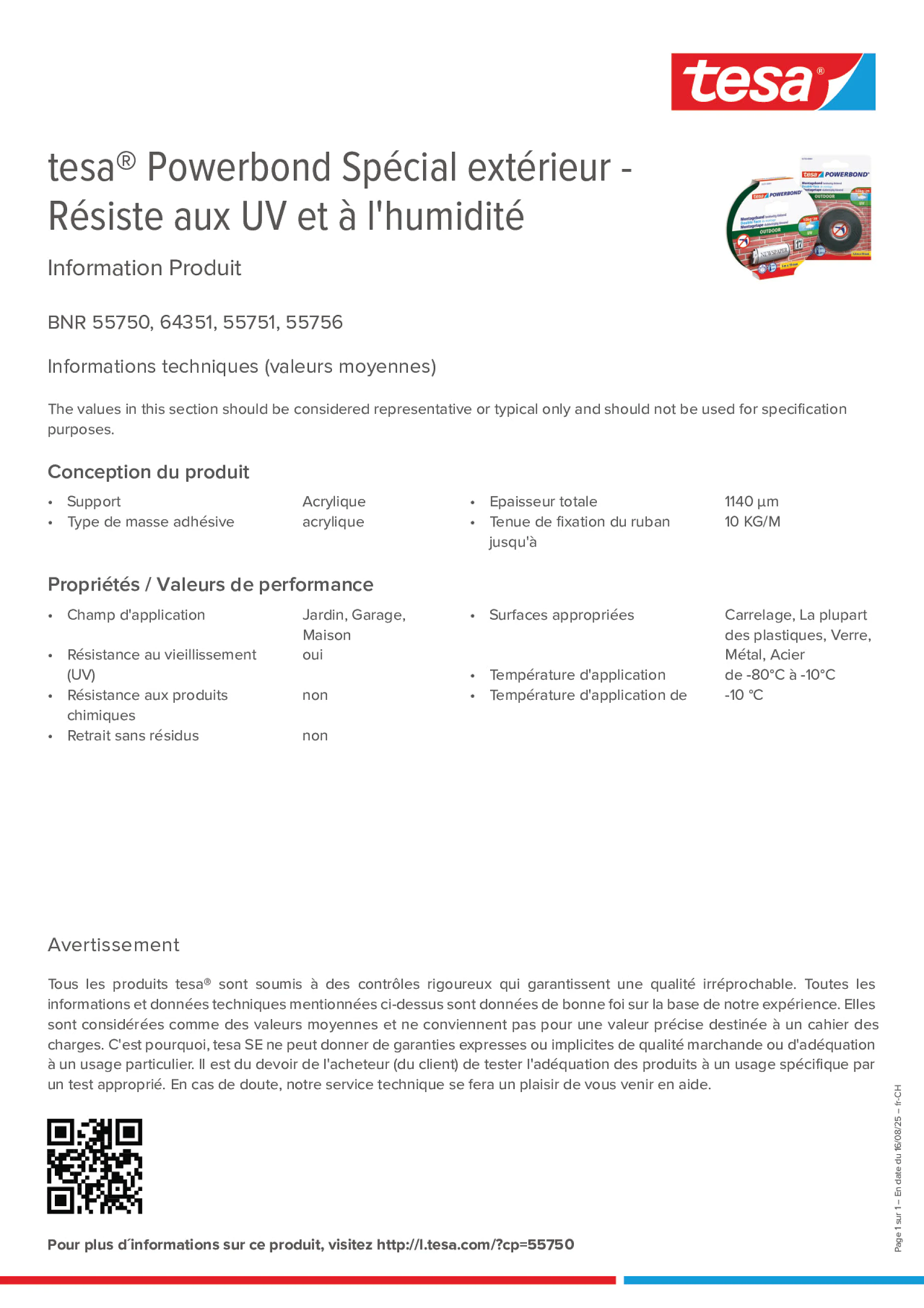 Product information_tesa® Powerbond 55751_de-CH_fr-CH