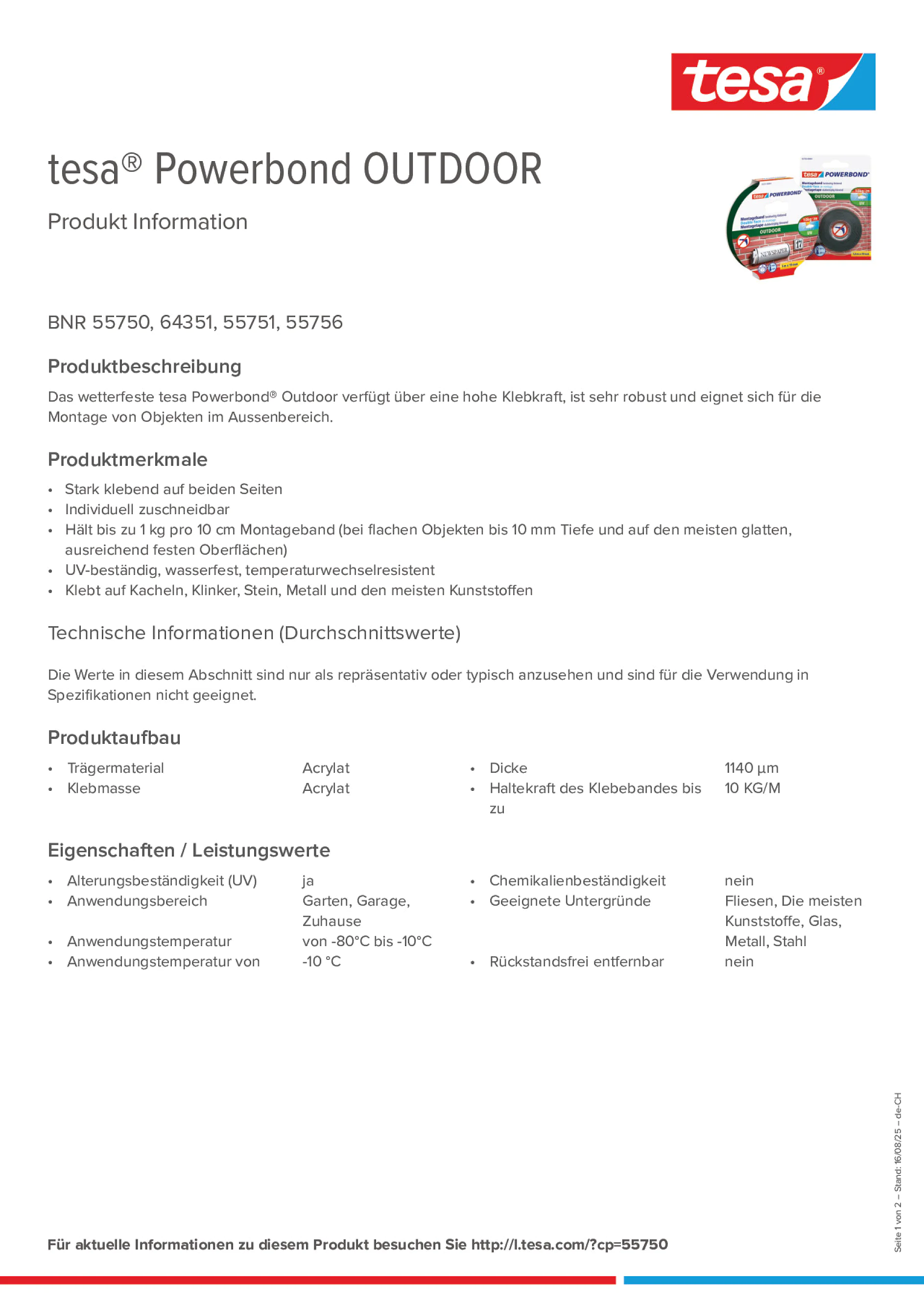 Product information_tesa® Powerbond 55751_de-CH_fr-CH