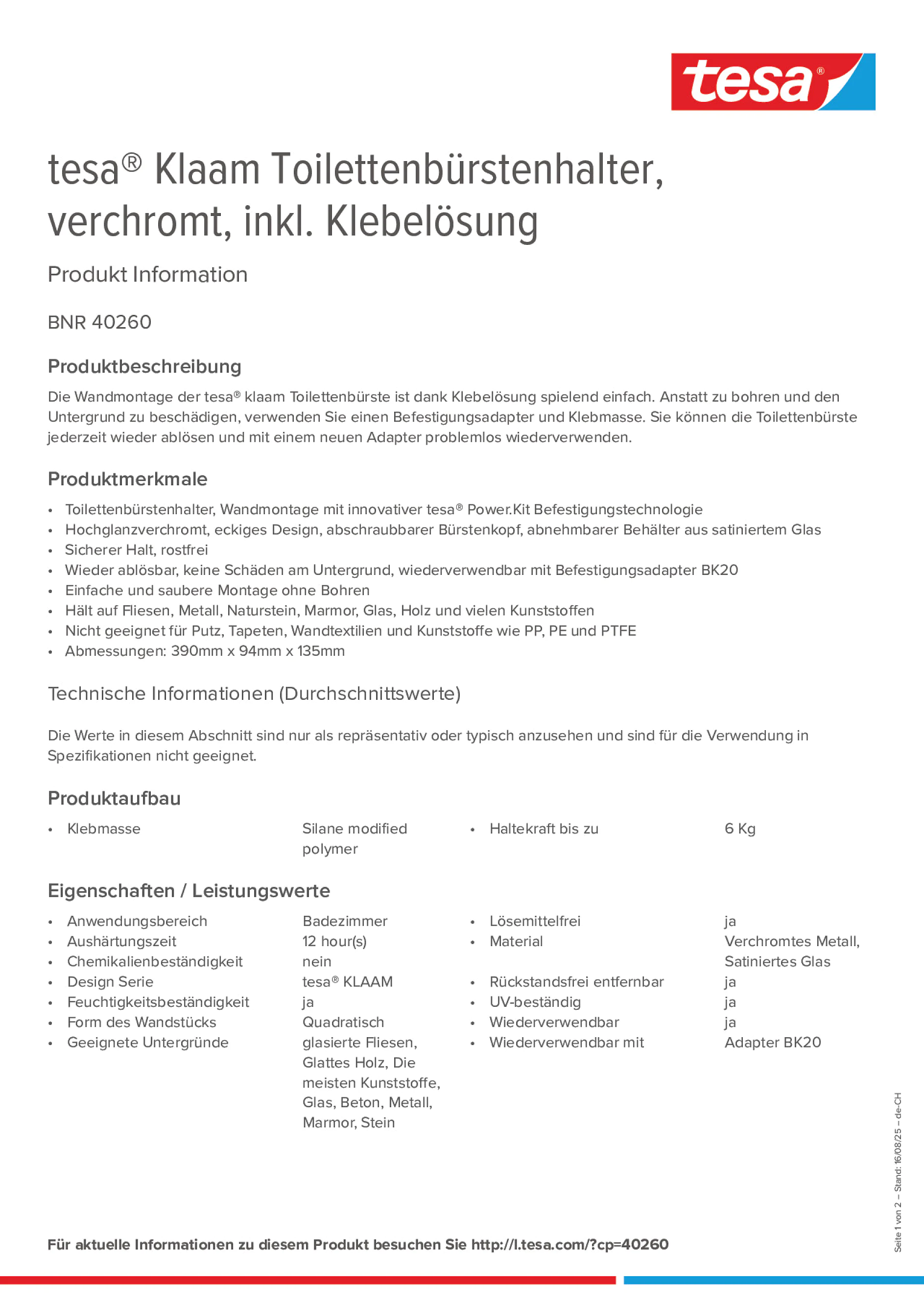 Product information_tesa® 40260_de-CH_fr-CH