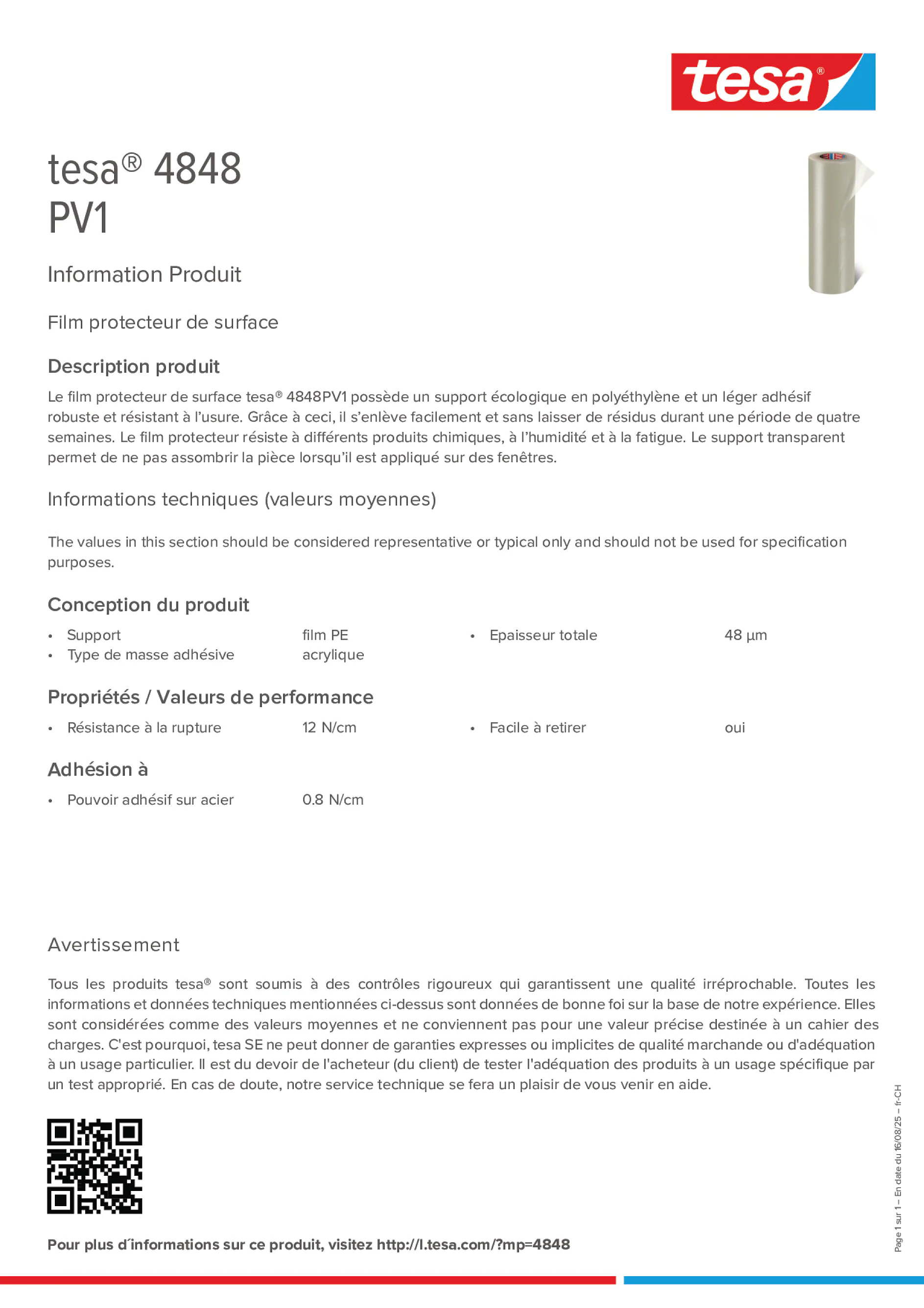 Product information_tesa® 4848_de-CH_fr-CH