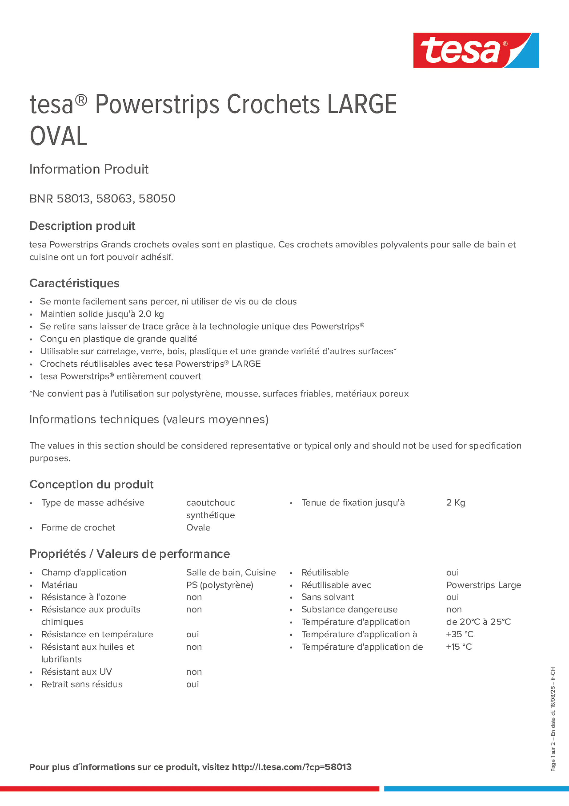 Product information_tesa® Powerstrips 58050_de-CH_fr-CH