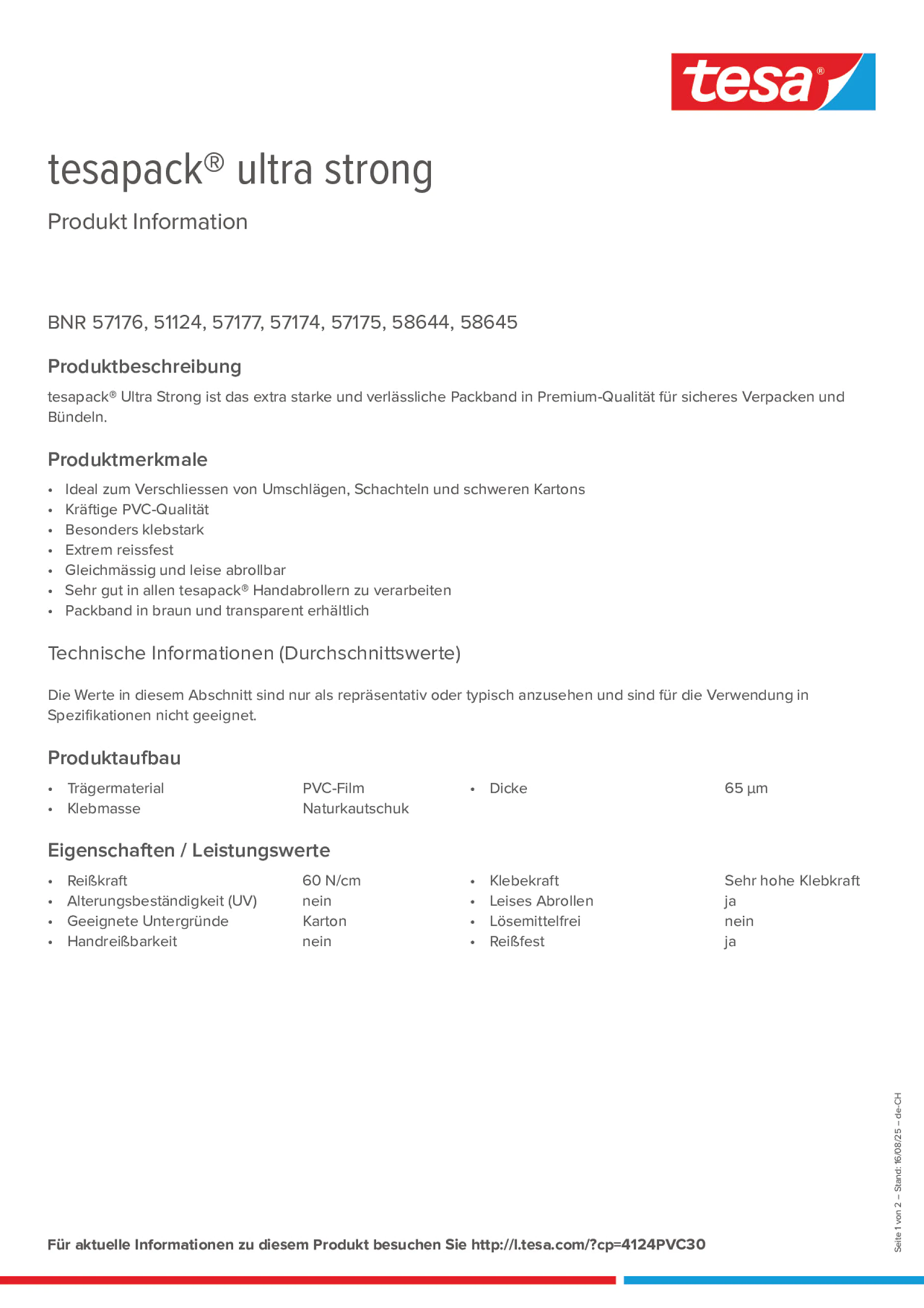 Product information_tesapack® 4124PVC30_de-CH_fr-CH