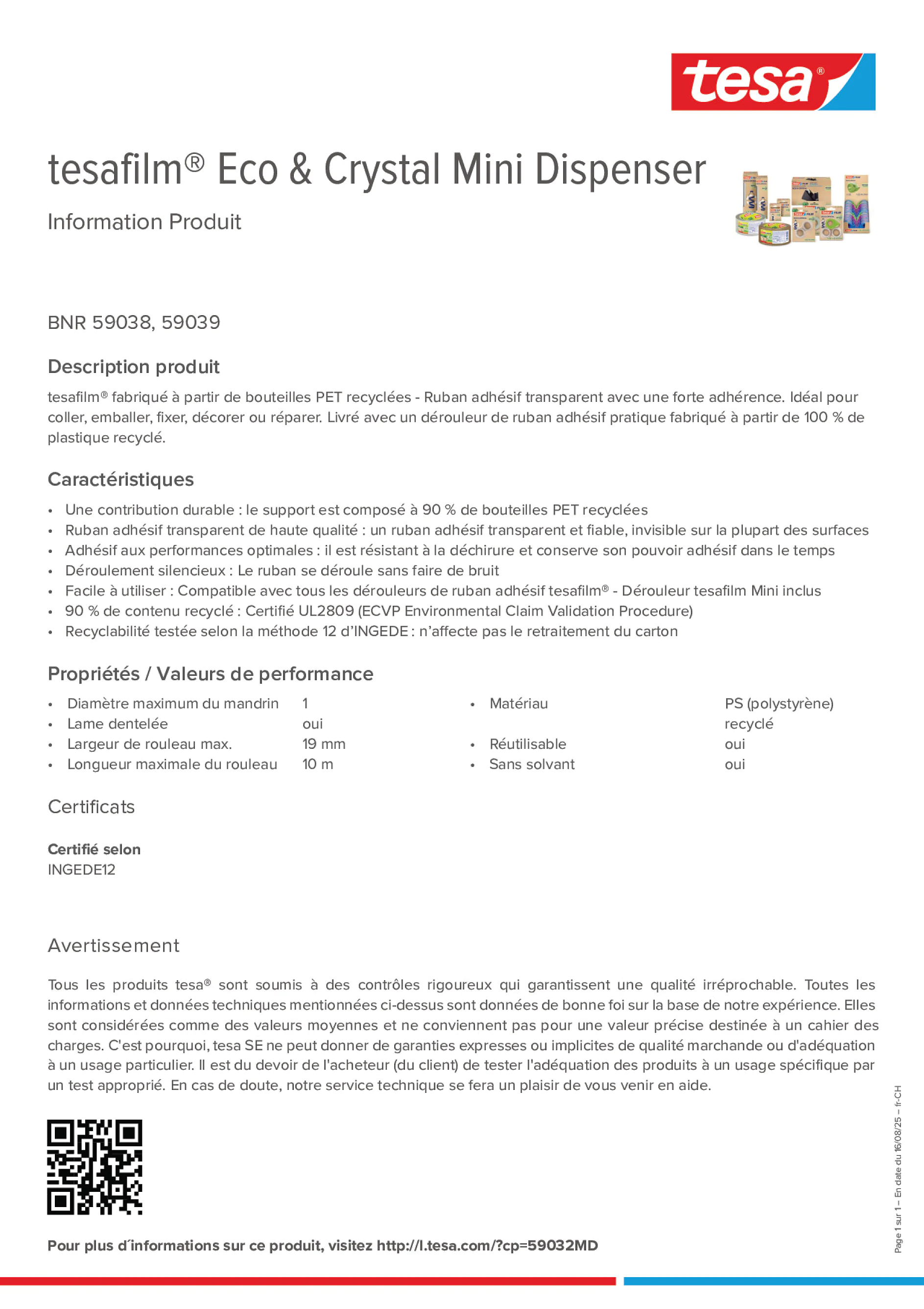 Product information_tesafilm® 59038_de-CH_fr-CH Product information_tesafilm® 59038_de-CH_fr-CH