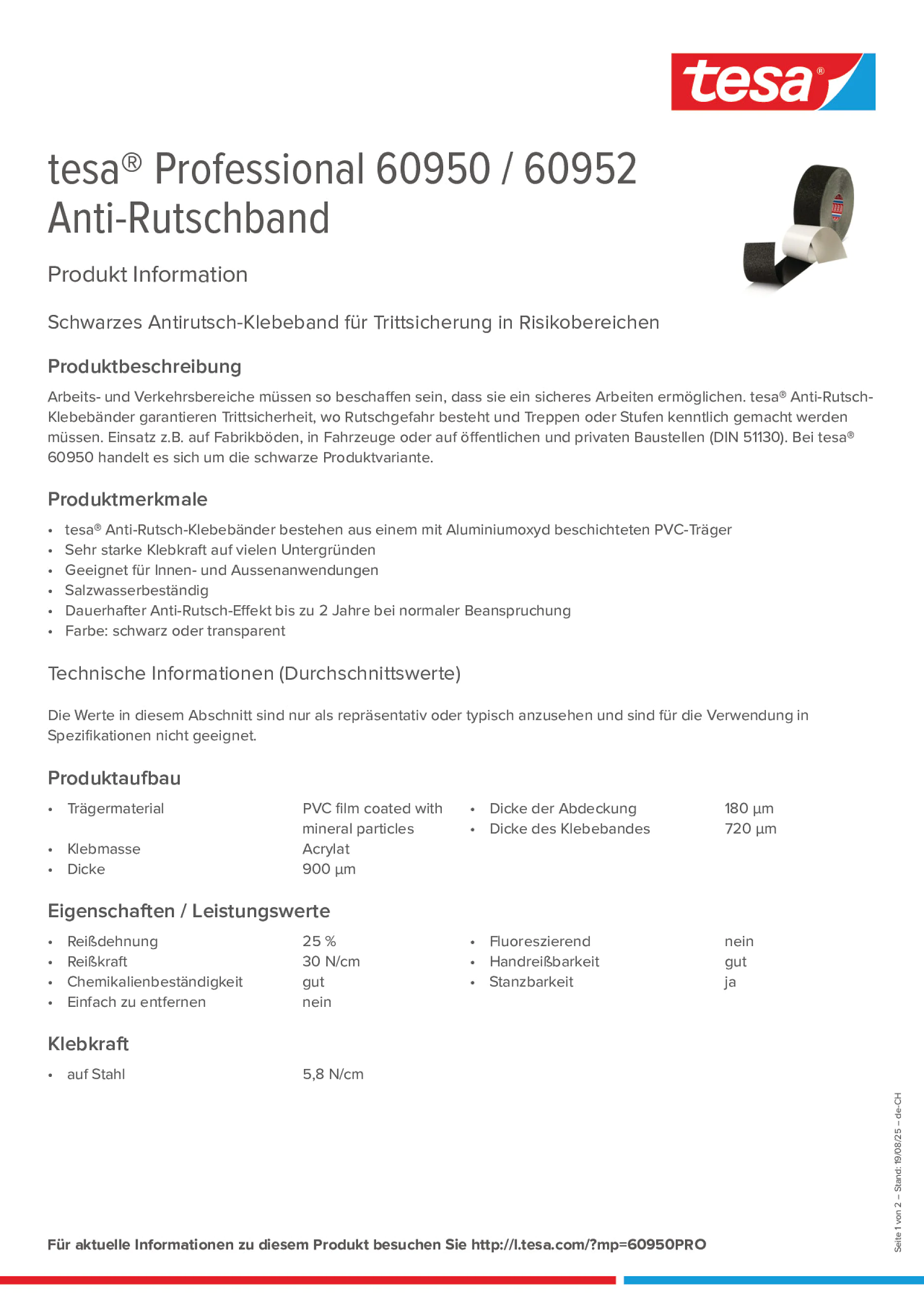 Product information_tesa® Professional 60950 / 60952_de-CH_fr-CH