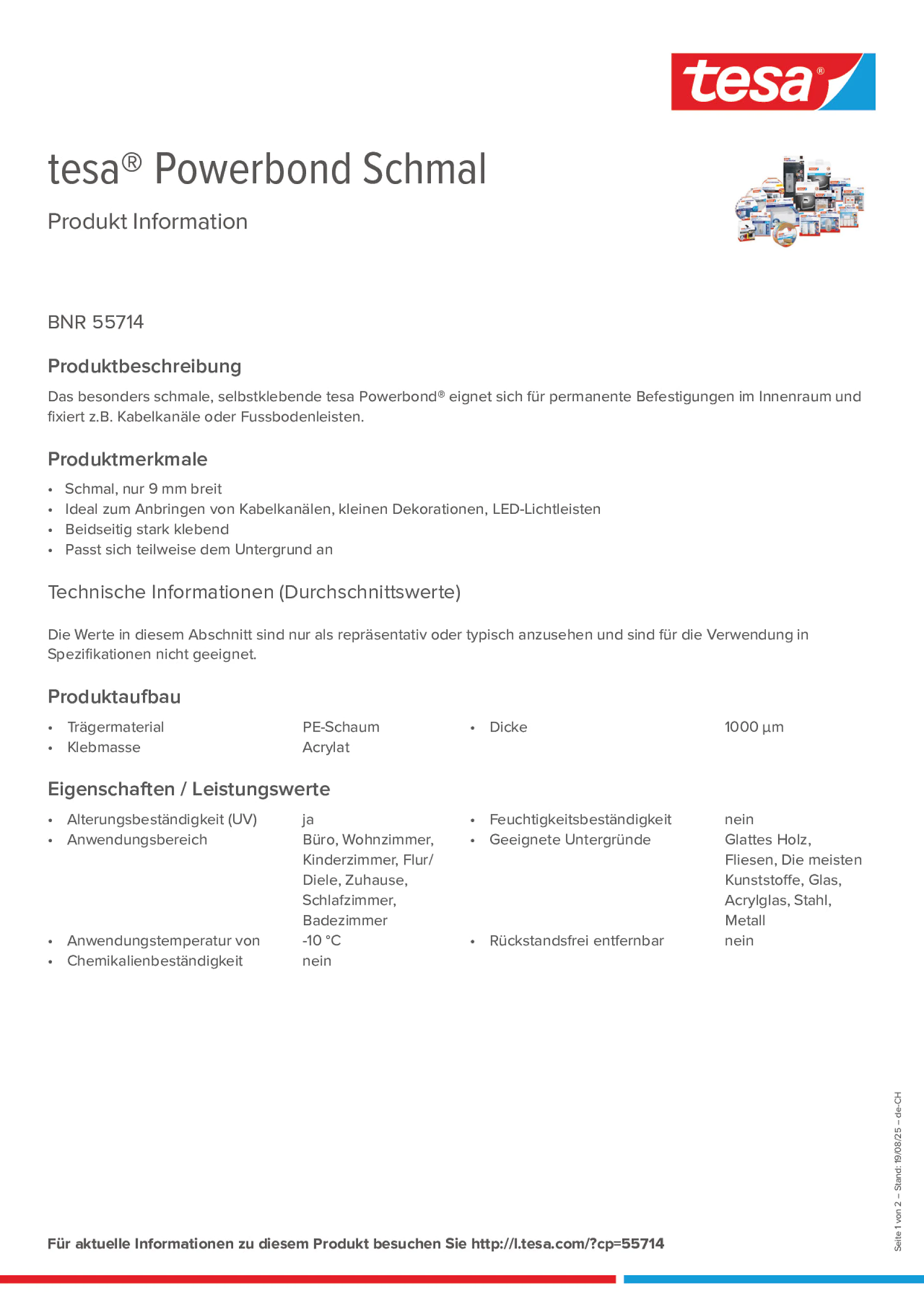 Product information_tesa® Powerbond 55714_de-CH_fr-CH