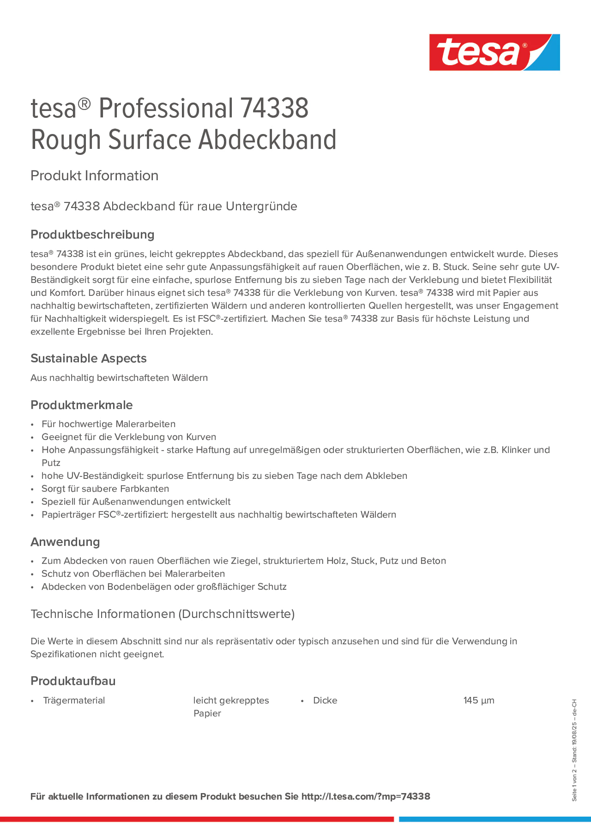 Product information_tesa® Professional 74338_de-CH_fr-CH