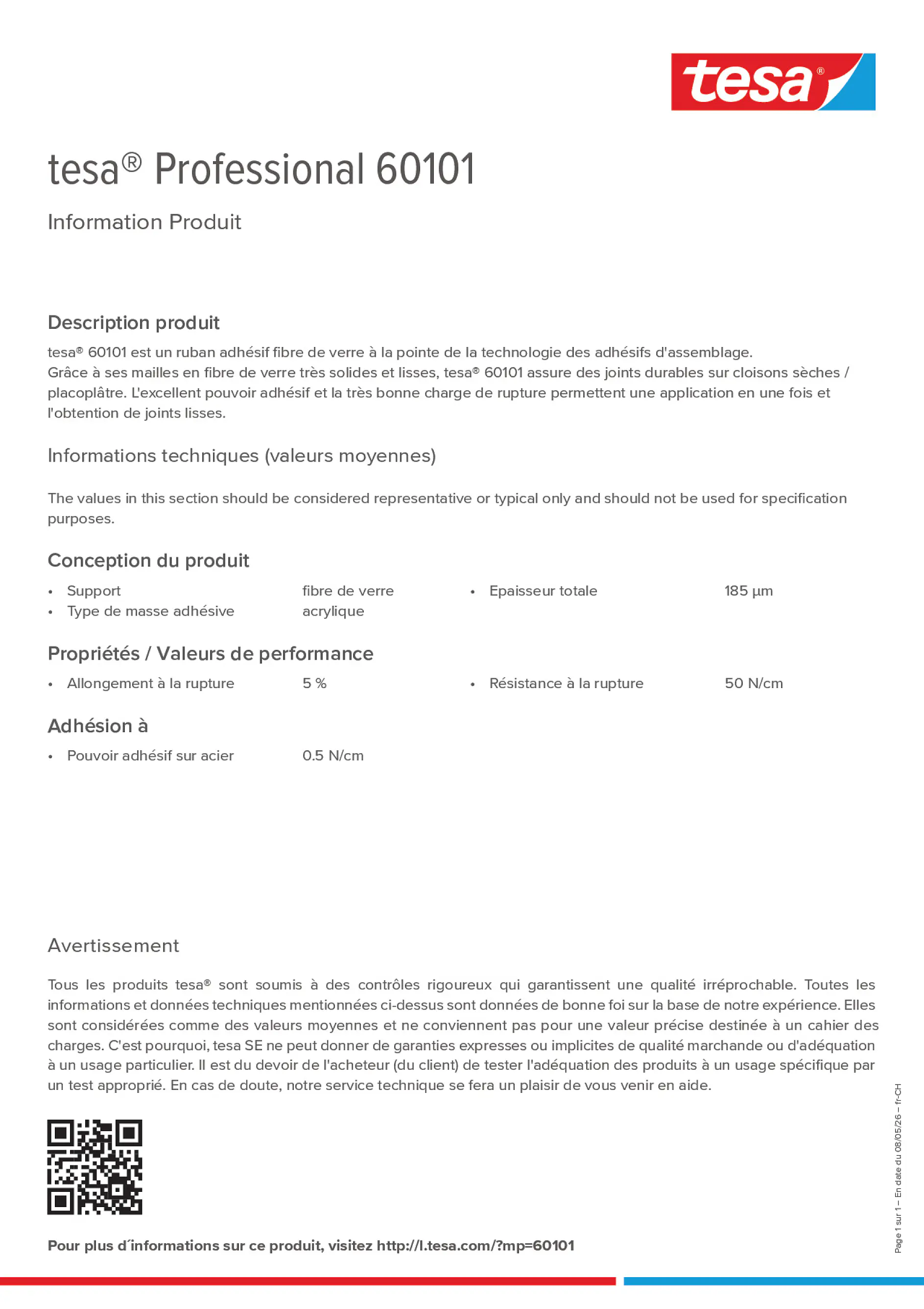 Product information_tesa® Professional 60101_de-CH_fr-CH_it-CH
