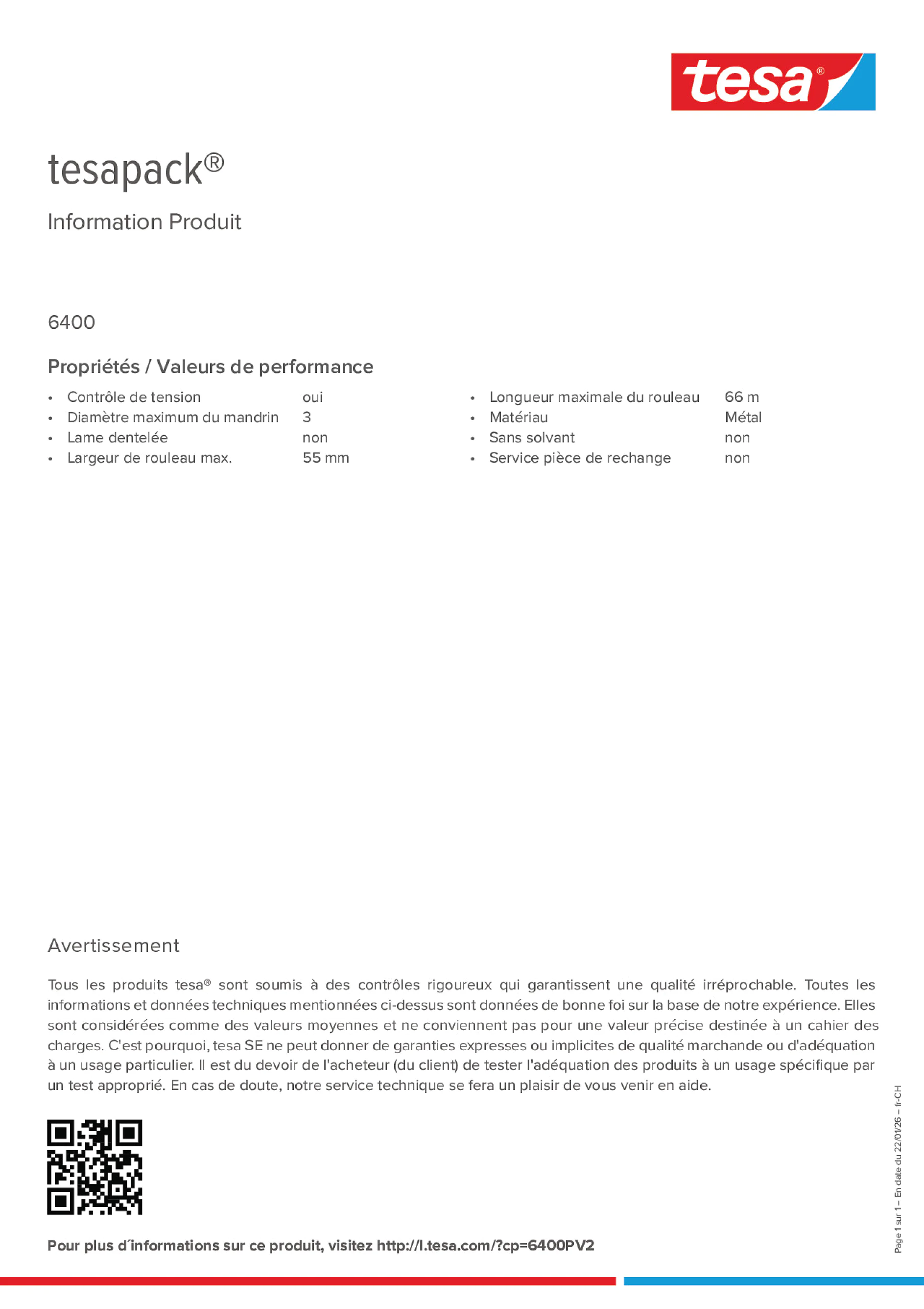 Product information_tesapack® 06400_de-CH_fr-CH_it-CH